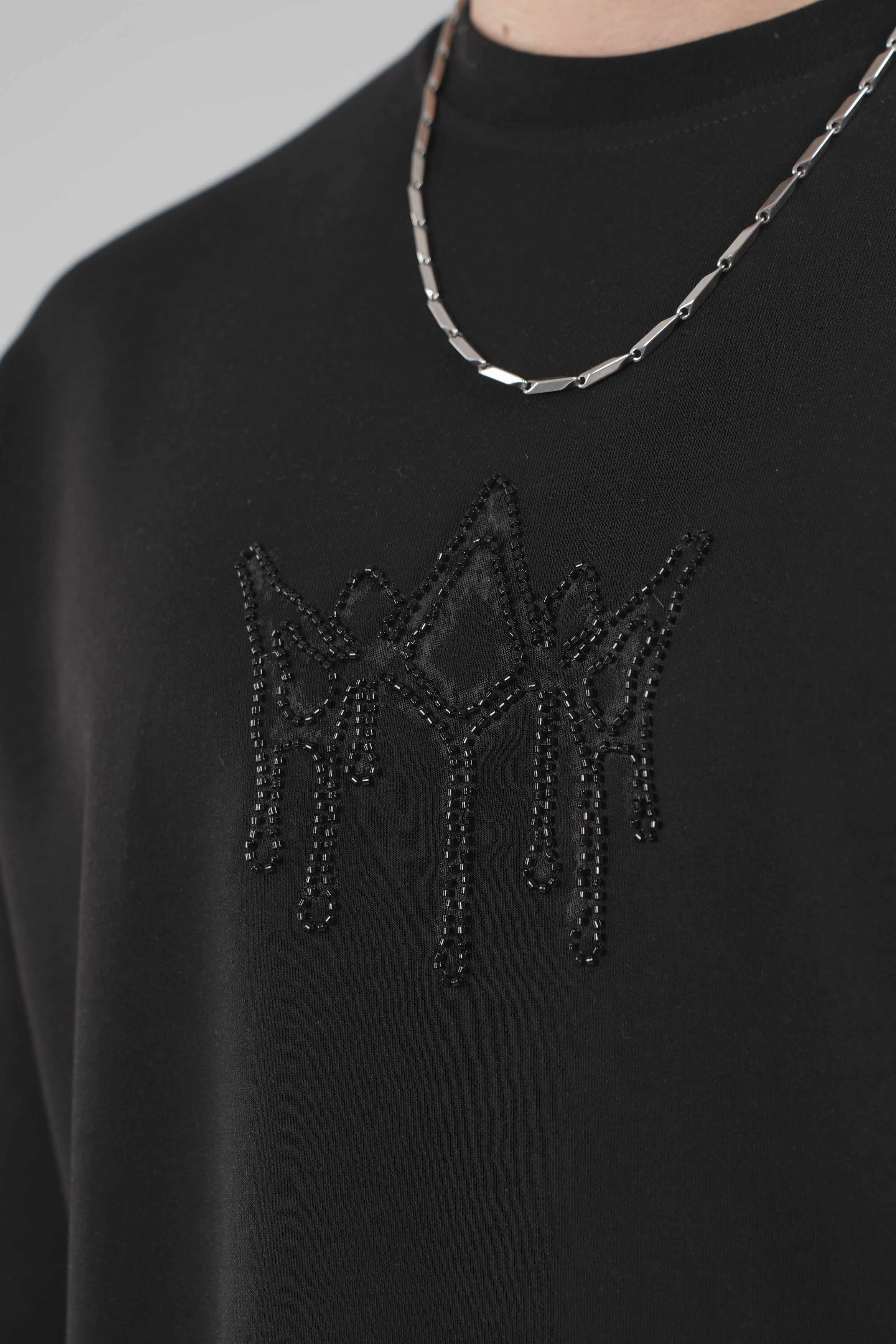 Bisiklet Yaka Taşlı Logo Detaylı Oversize Kalıp Erkek Tişört