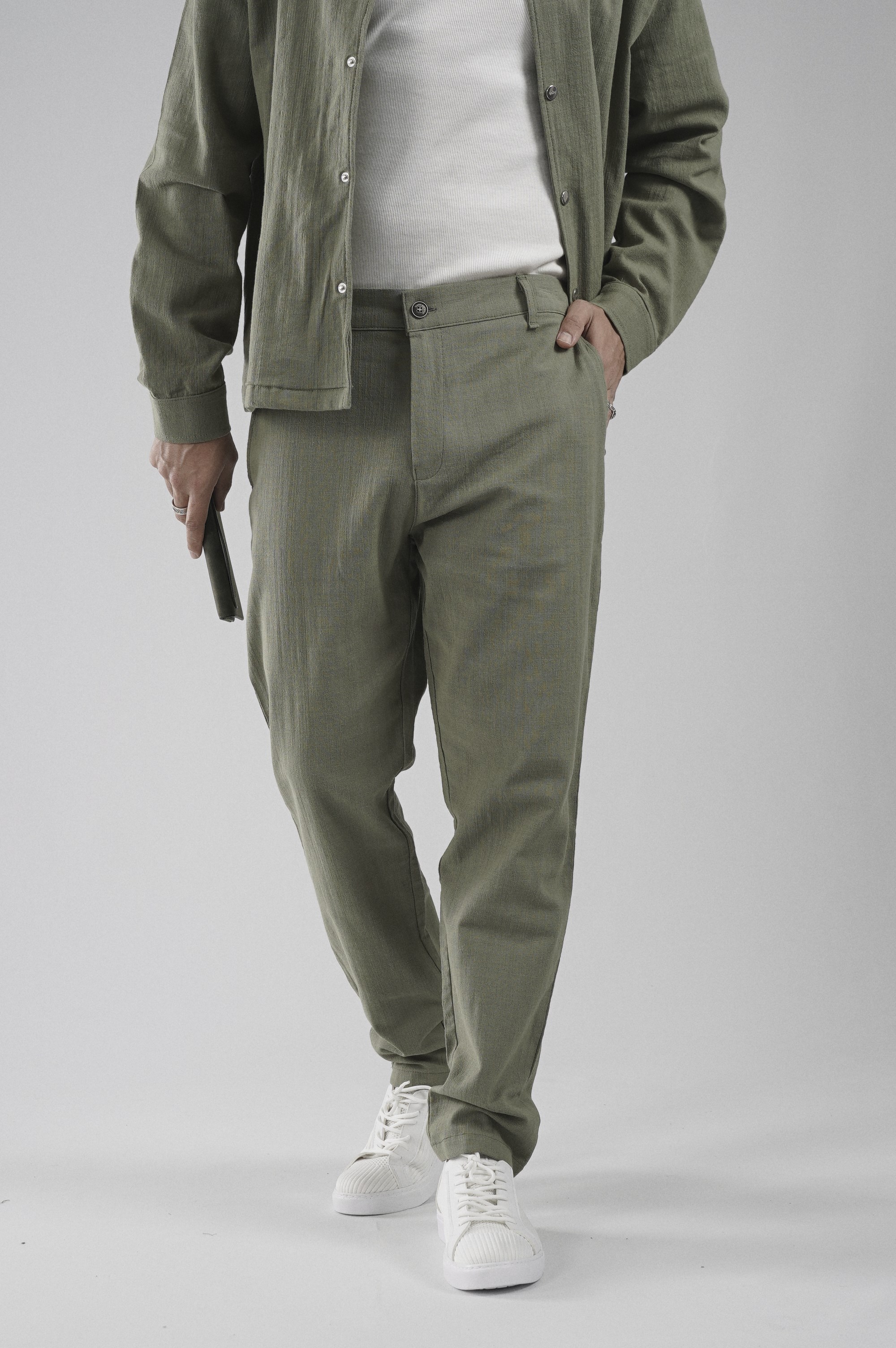 Çıtçıt Kapamalı Oversize Kalıp Keten Alt Üst Takım