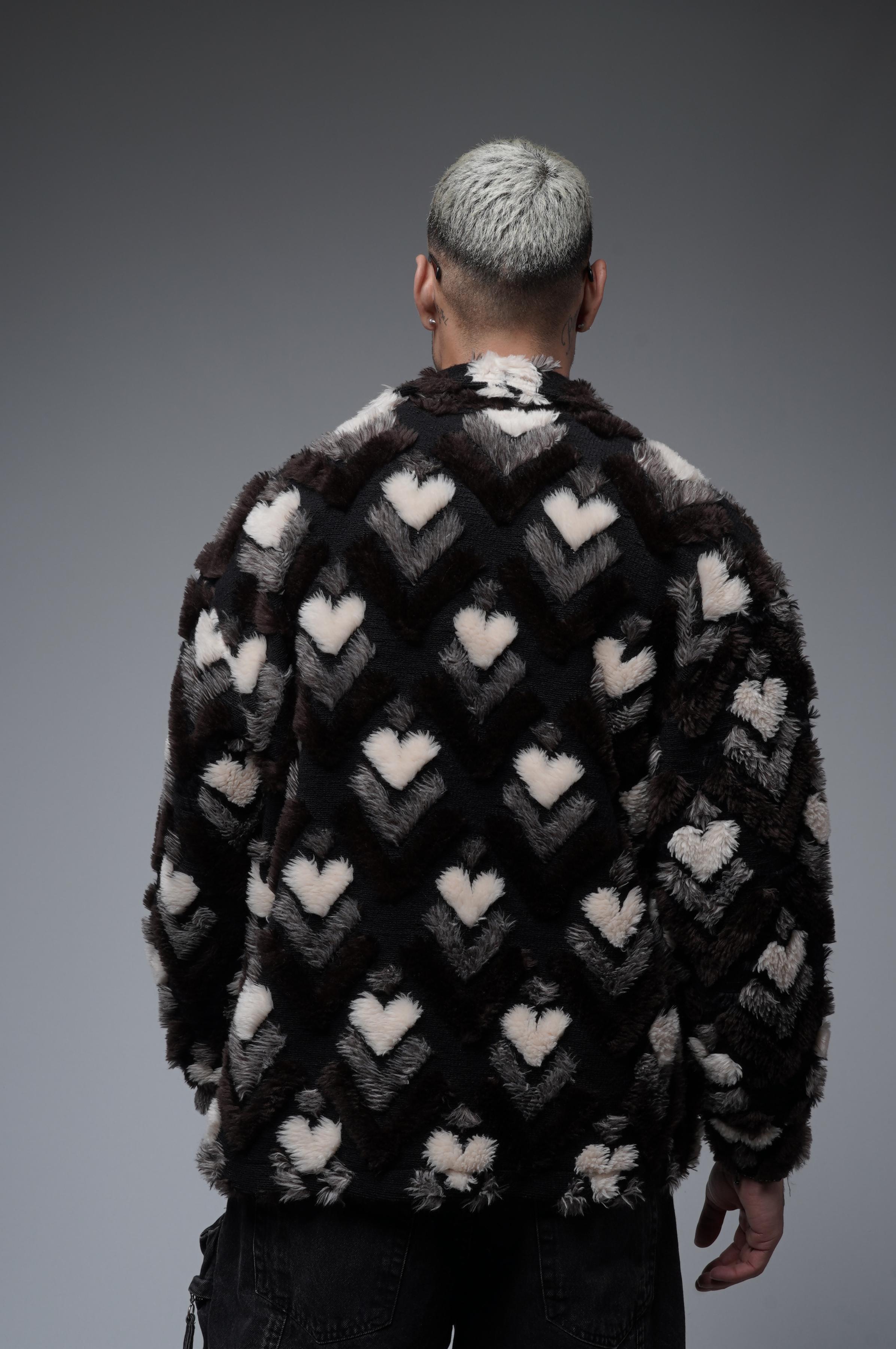 Desenli Gömlek Yaka Çıtçıt Kapamalı Unisex Oversize Kalıp Peluş