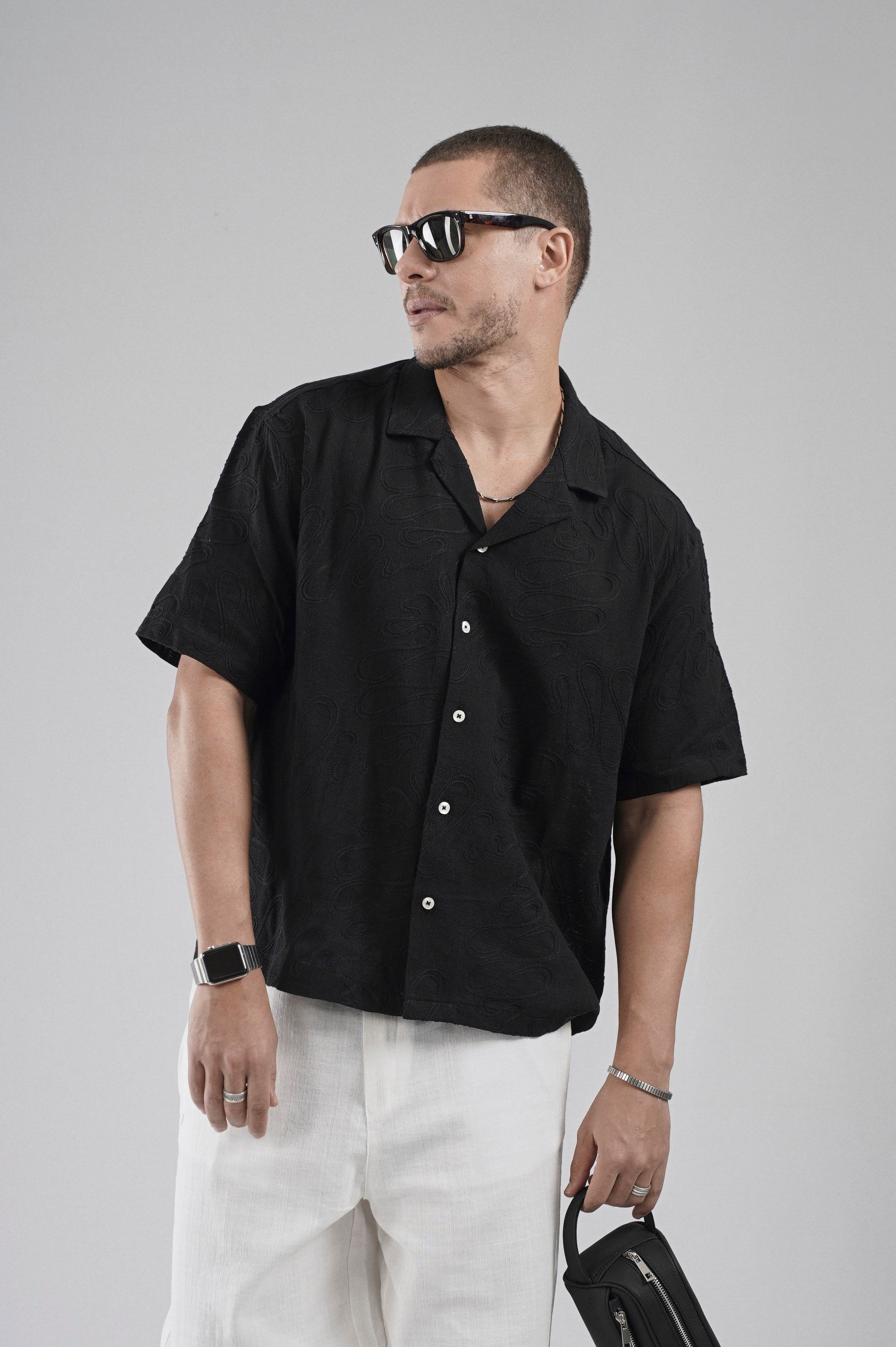 Desenli Nakış Detaylı Regular Kalıp Erkek Gömlek