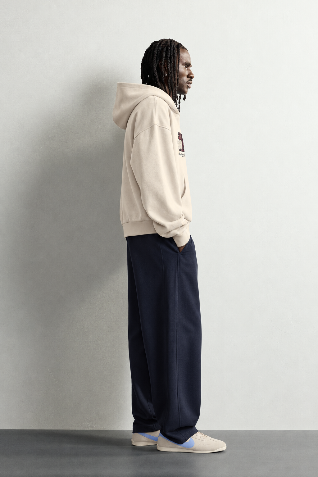 Erkek 99 Halı Desen Patch Nakışlı Şardonlu Kapüşonlu Oversize Sweatshirt