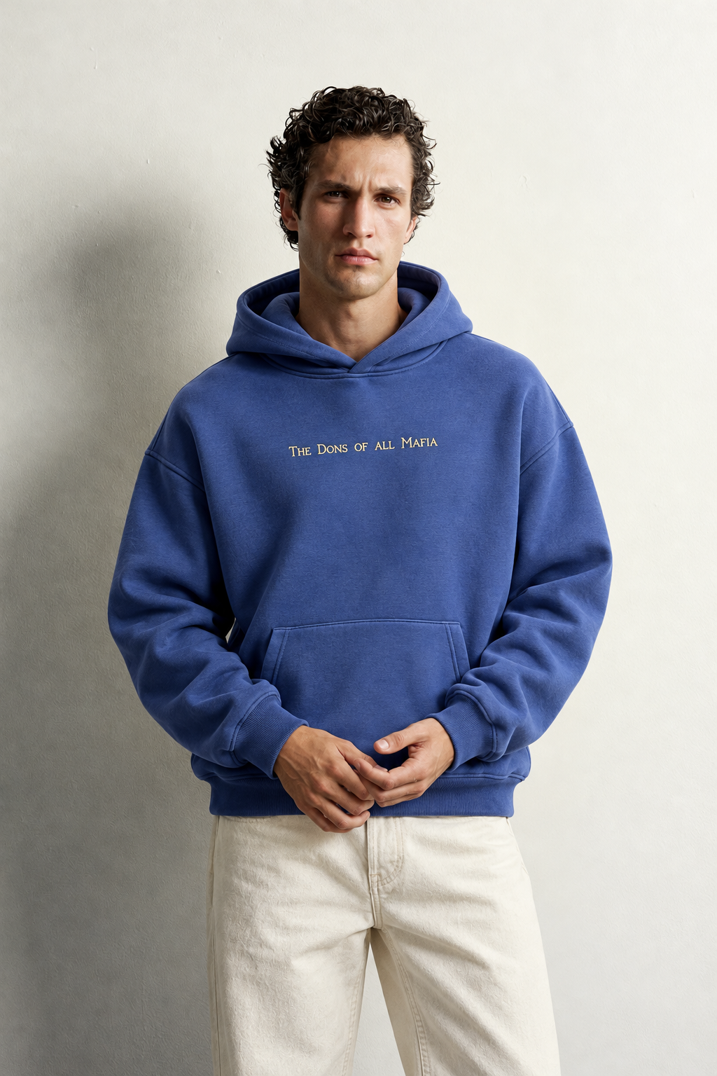 Erkek Kanguru Cepli Mafia Temalı Şardonlu Kapüşonlu Oversize Sweatshirt