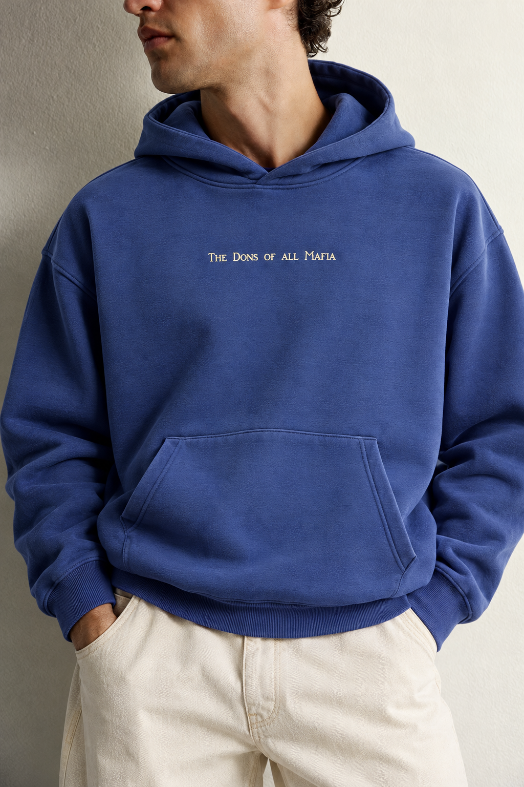 Erkek Kanguru Cepli Mafia Temalı Şardonlu Kapüşonlu Oversize Sweatshirt
