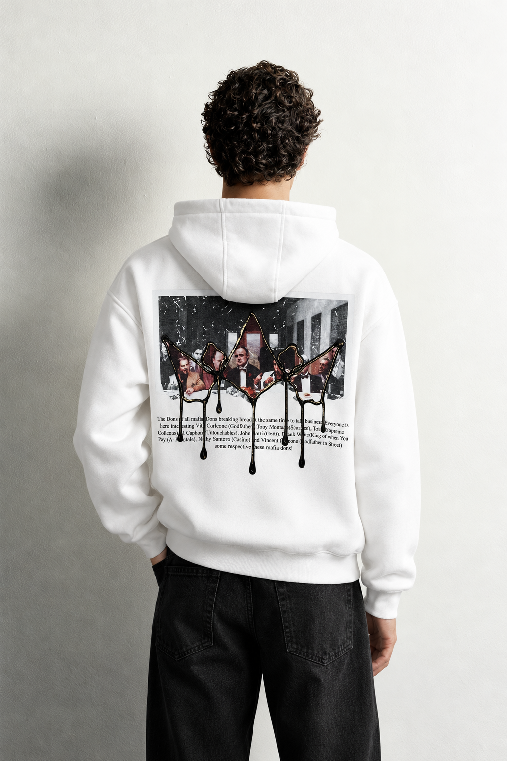 Erkek Kanguru Cepli Mafia Temalı Şardonlu Kapüşonlu Oversize Sweatshirt