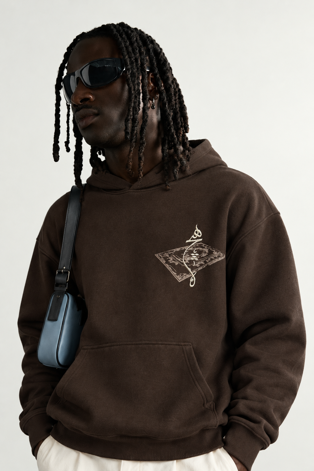 Erkek Patch Baskılı Nakışlı Şardonlu Kapüşonlu Oversize Sweatshirt