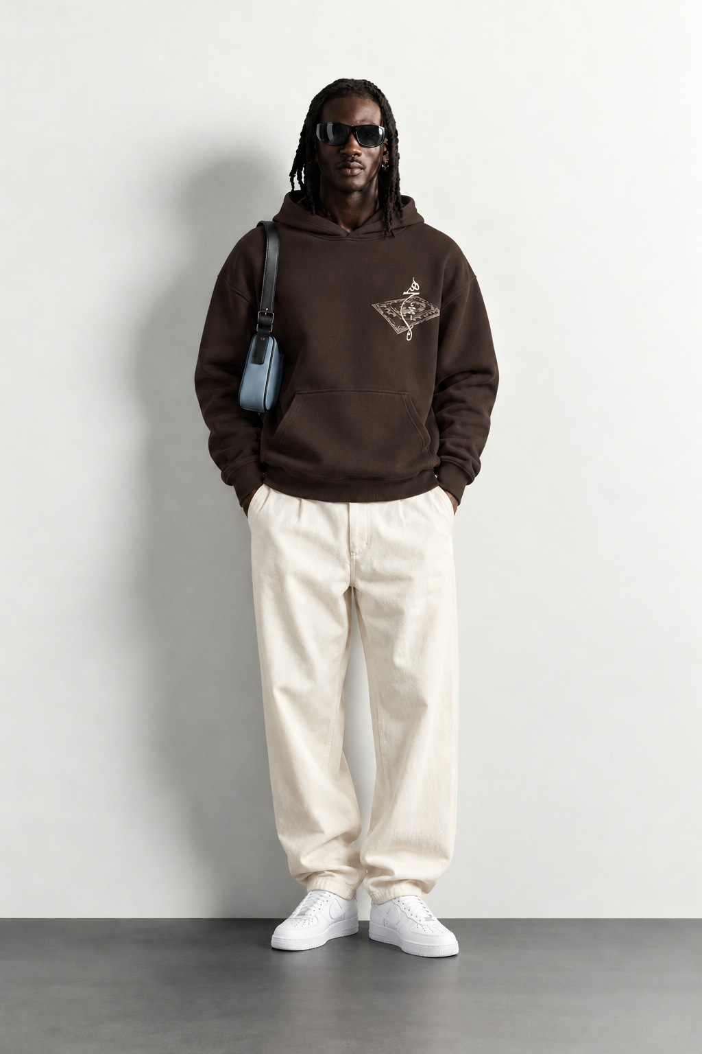 Erkek Patch Baskılı Nakışlı Şardonlu Kapüşonlu Oversize Sweatshirt