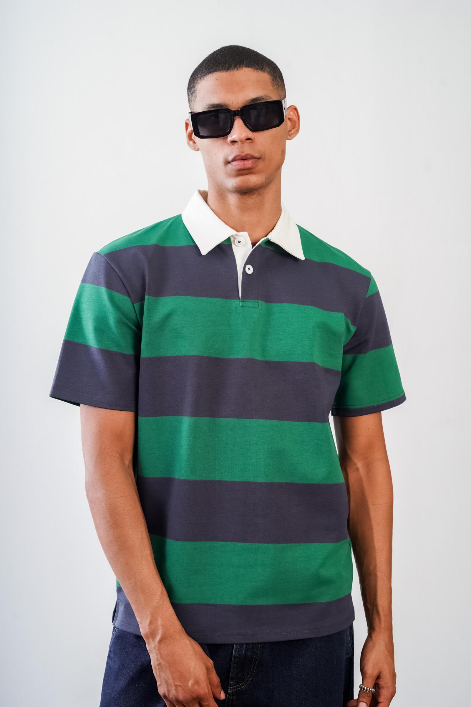 Erkek Polo Yaka Cizgili Regular Kal p Ti ort