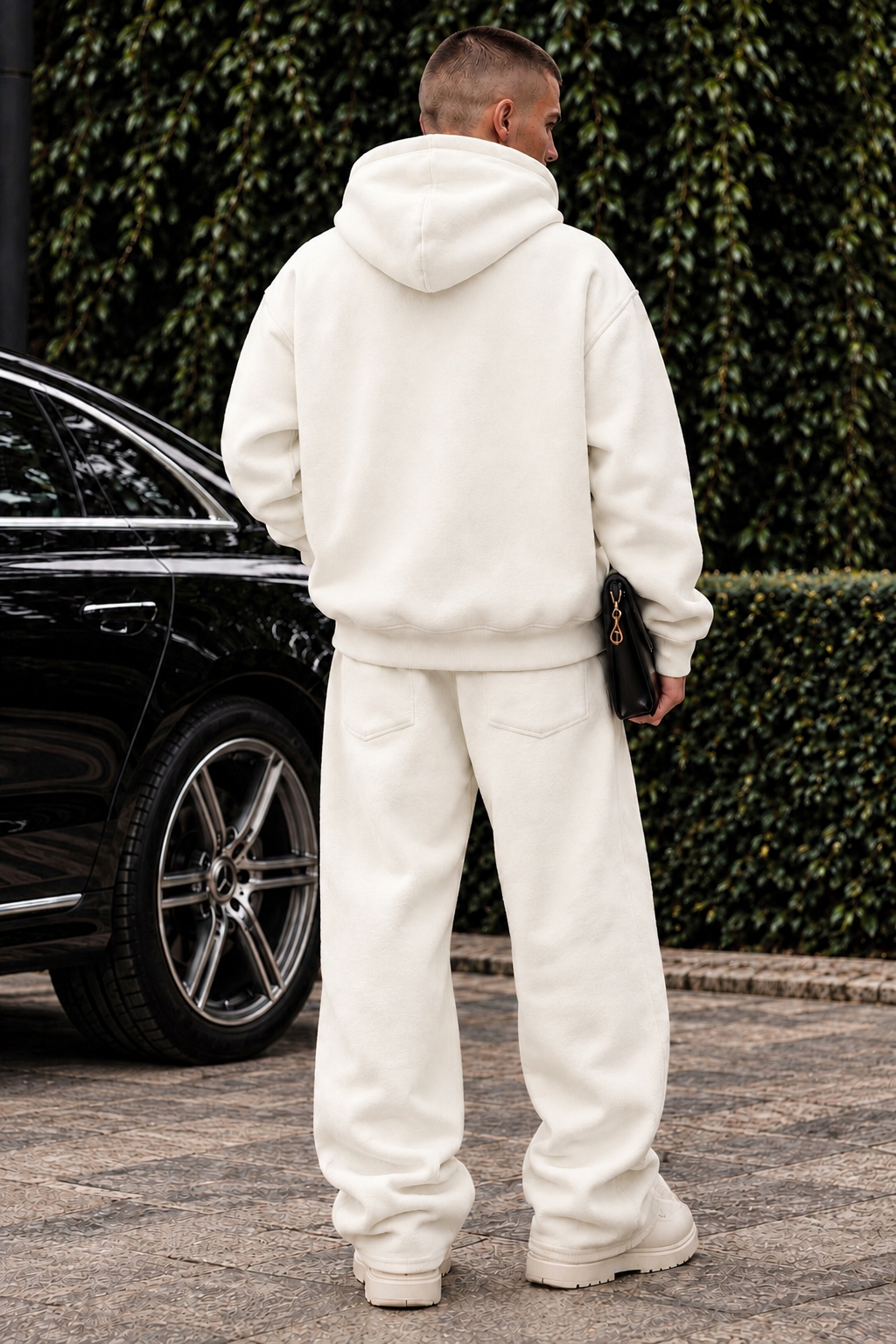 Erkek Premium Oversize Kapüşonlu İçi Şardonlu Düğmeli Sweatshirt