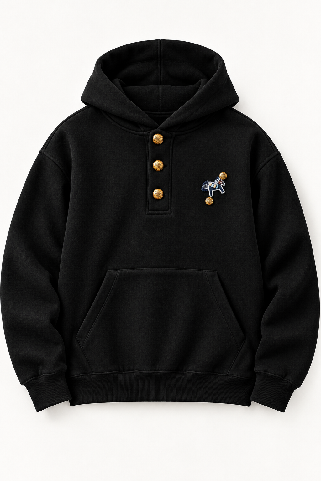 Erkek Premium Oversize Kapüşonlu İçi Şardonlu Düğmeli Sweatshirt