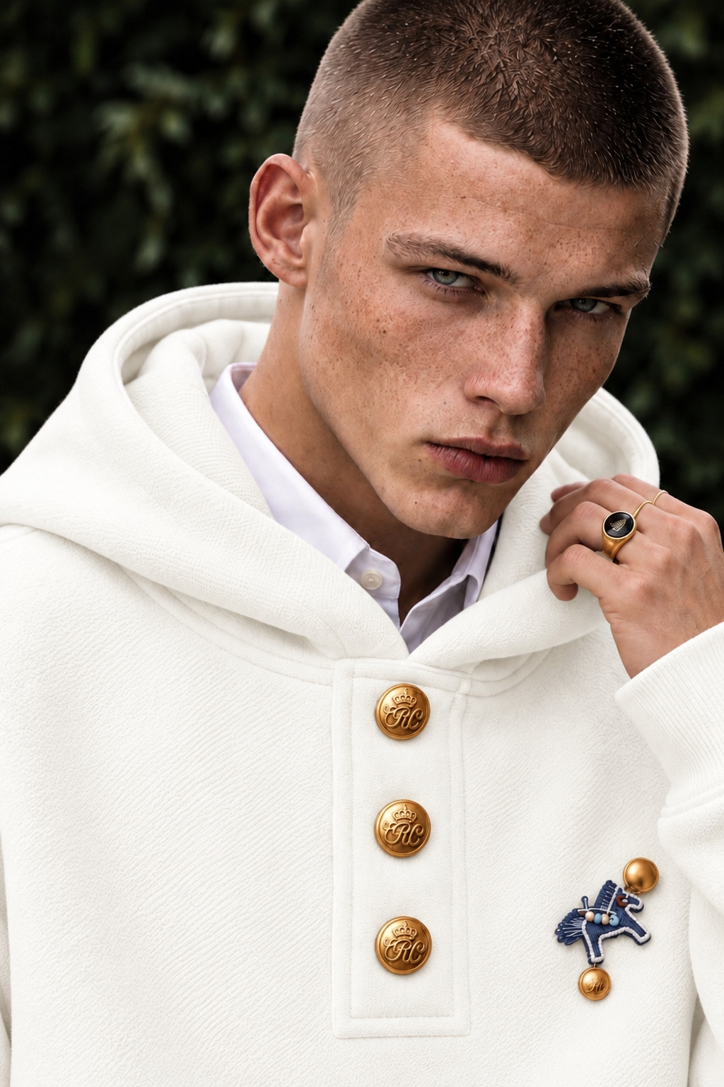 Erkek Premium Oversize Kapüşonlu İçi Şardonlu Düğmeli Sweatshirt