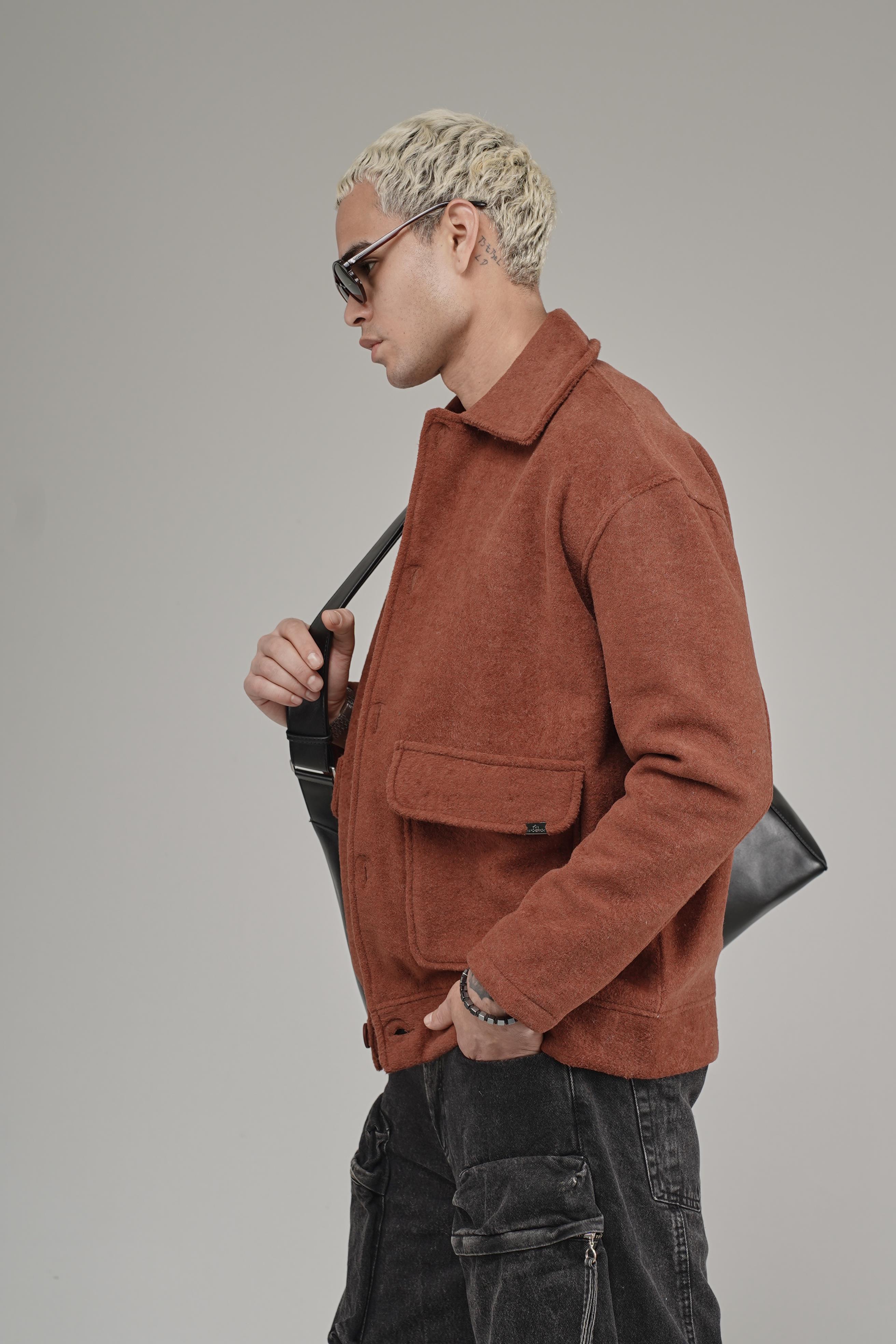 Gömlek Yaka Düğmeli Oversize Kalıp Erkek Polar