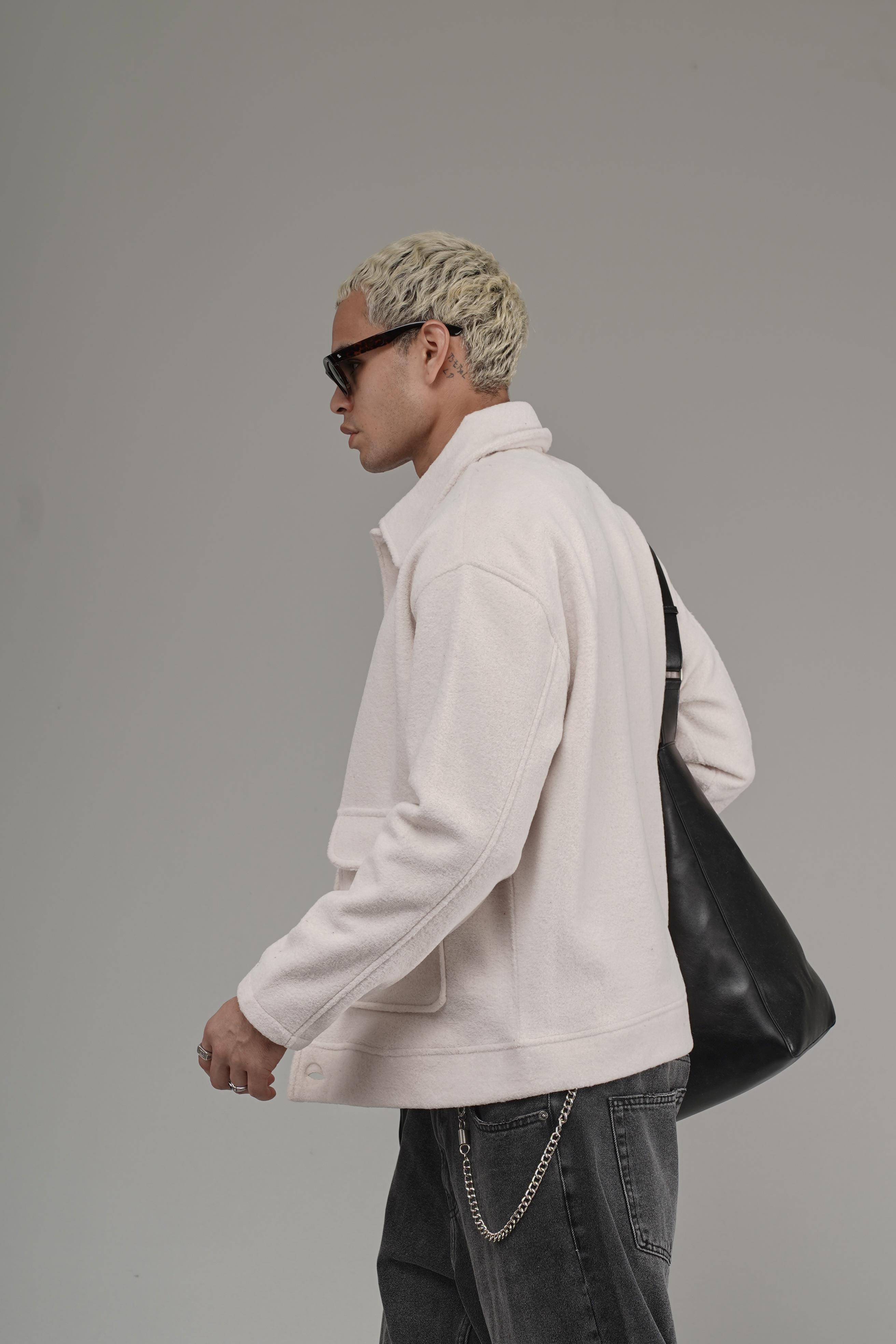 Gömlek Yaka Düğmeli Oversize Kalıp Erkek Polar