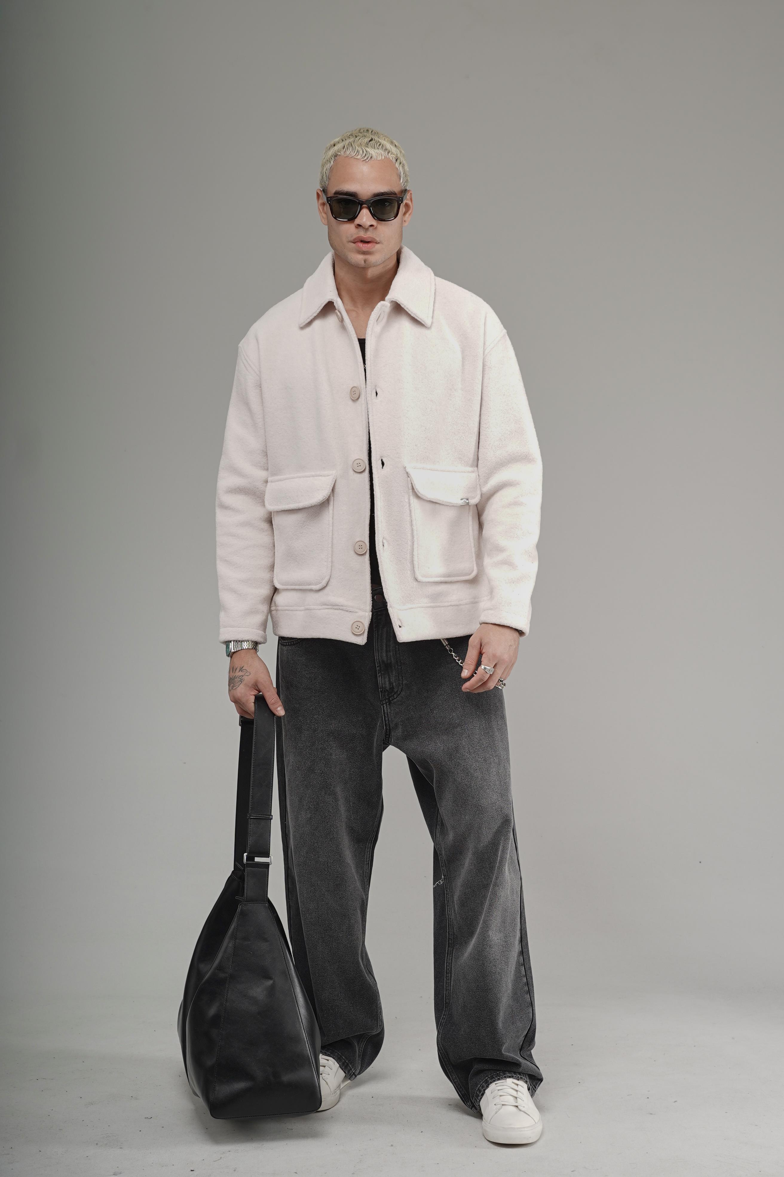 Gömlek Yaka Düğmeli Oversize Kalıp Erkek Polar