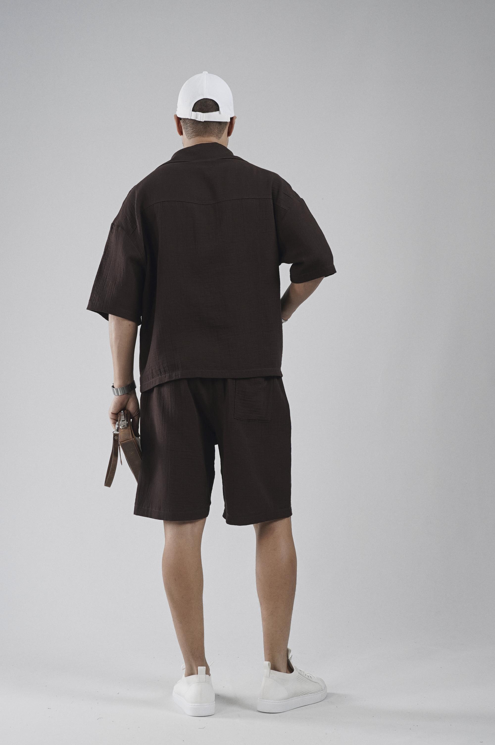 Kanguru Cepli Oversize Kalıp Erkek Gömlek Şort Alt Üst Takım