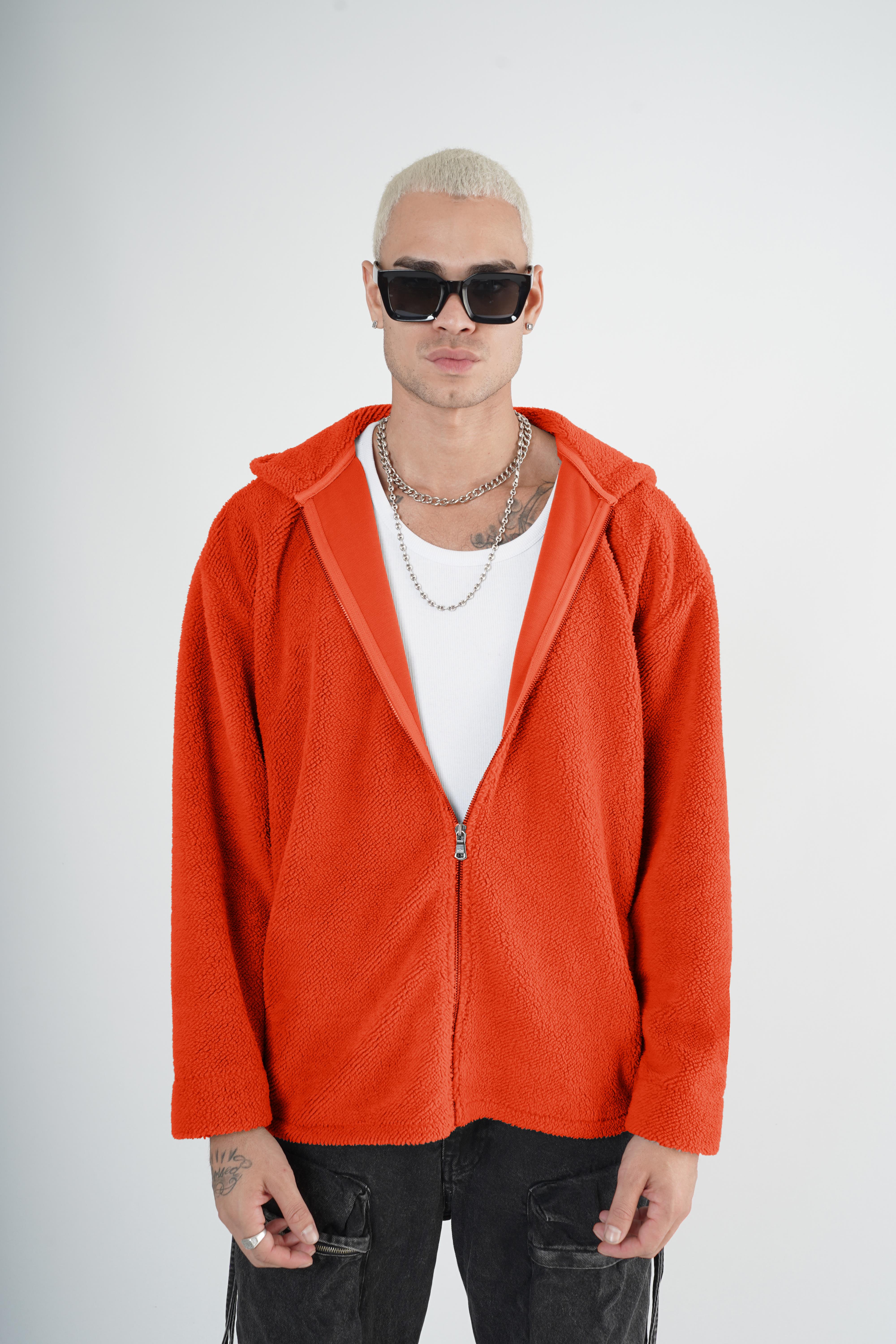 Kapuşonlu Fermuarlı Unisex Oversize Kalıp Peluş