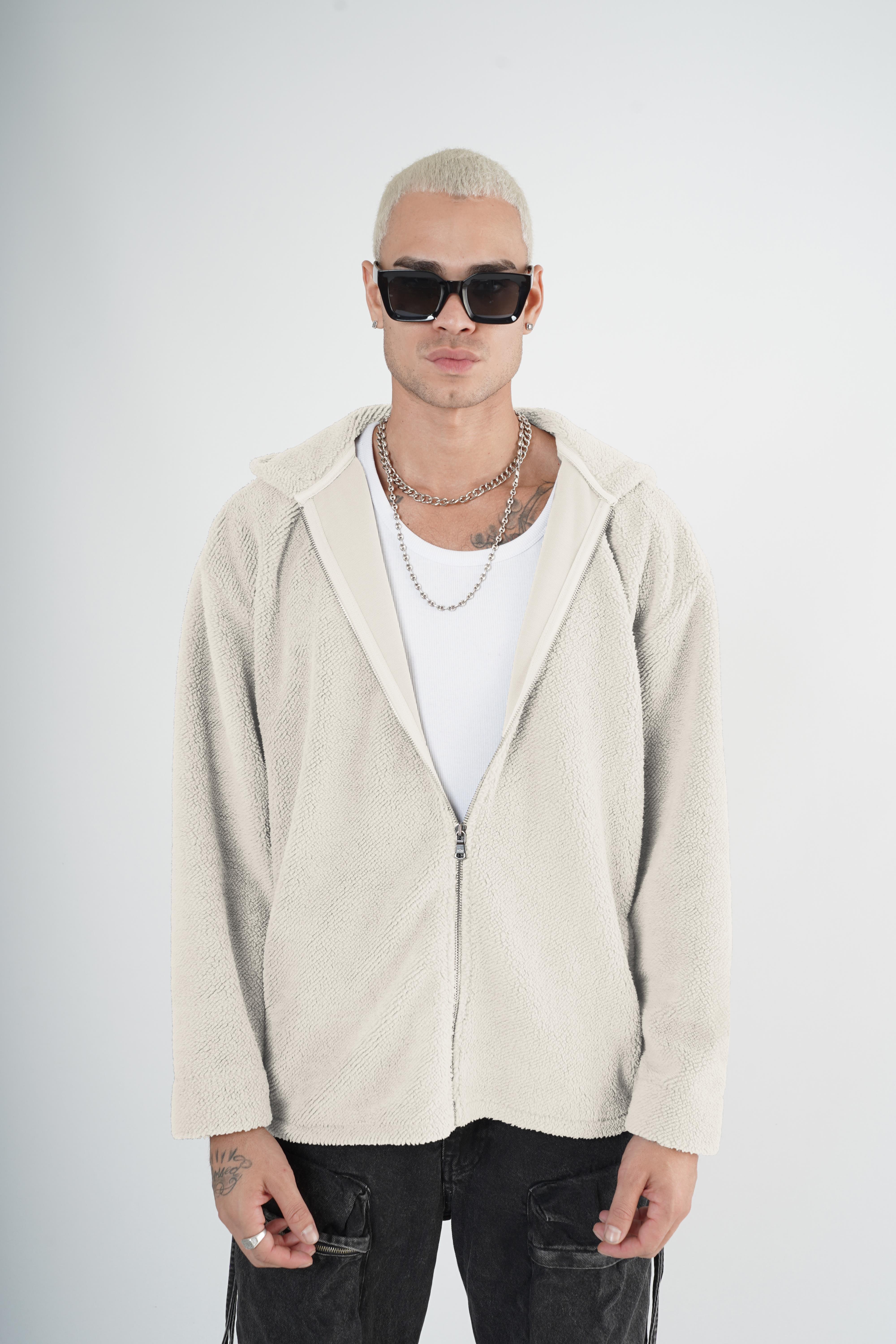 Kapuşonlu Fermuarlı Unisex Oversize Kalıp Peluş