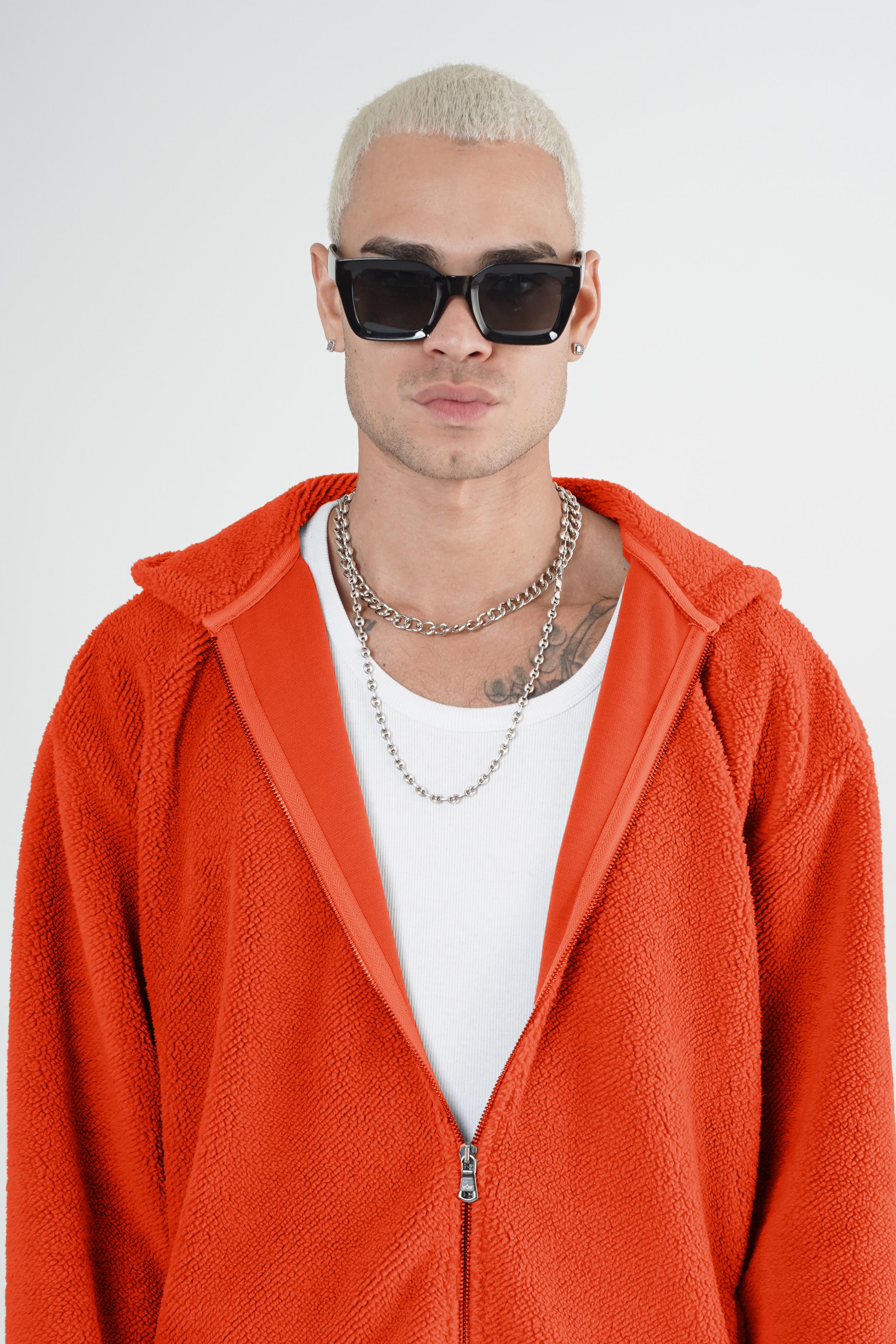 Kapuşonlu Fermuarlı Unisex Oversize Kalıp Peluş