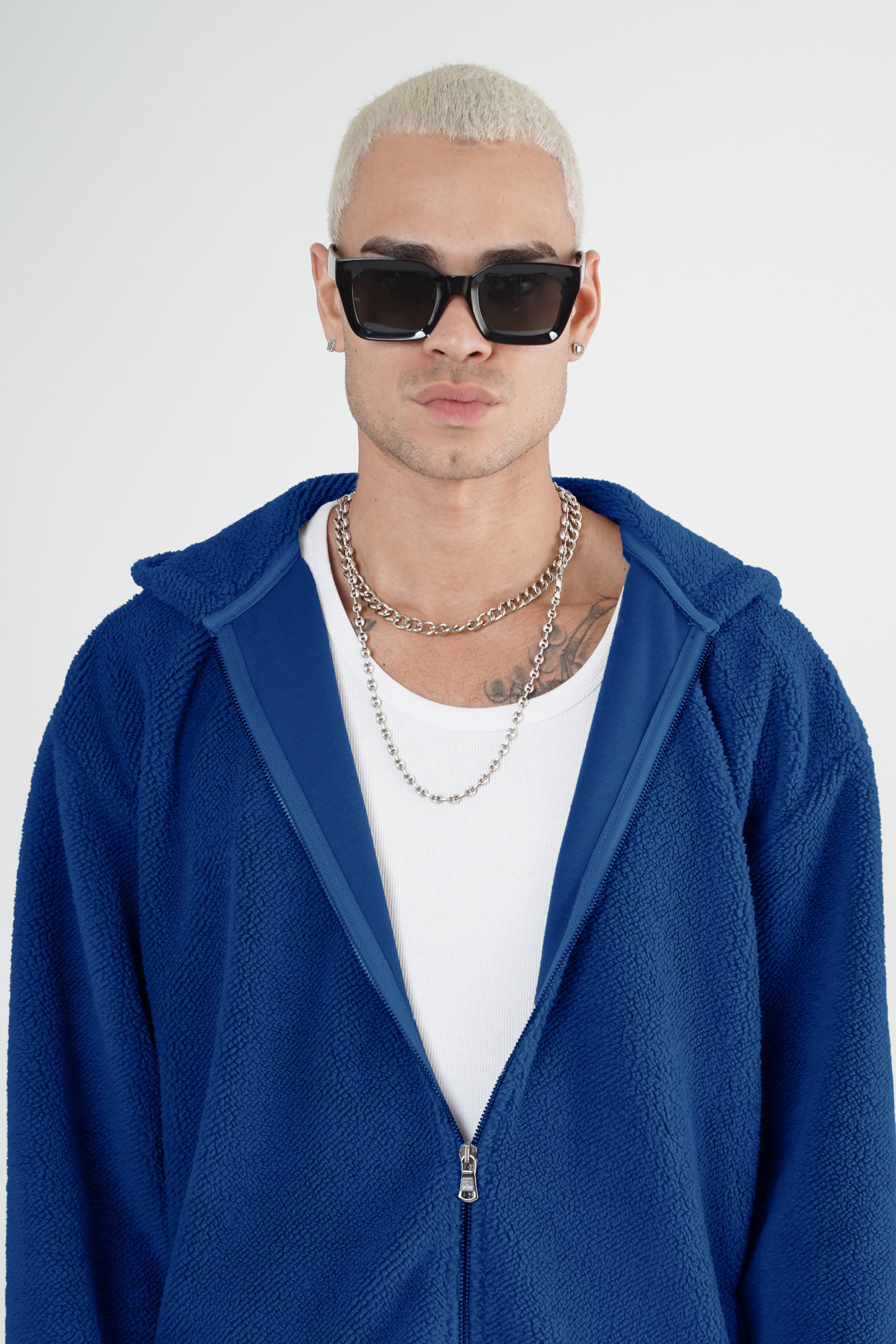 Kapuşonlu Fermuarlı Unisex Oversize Kalıp Peluş