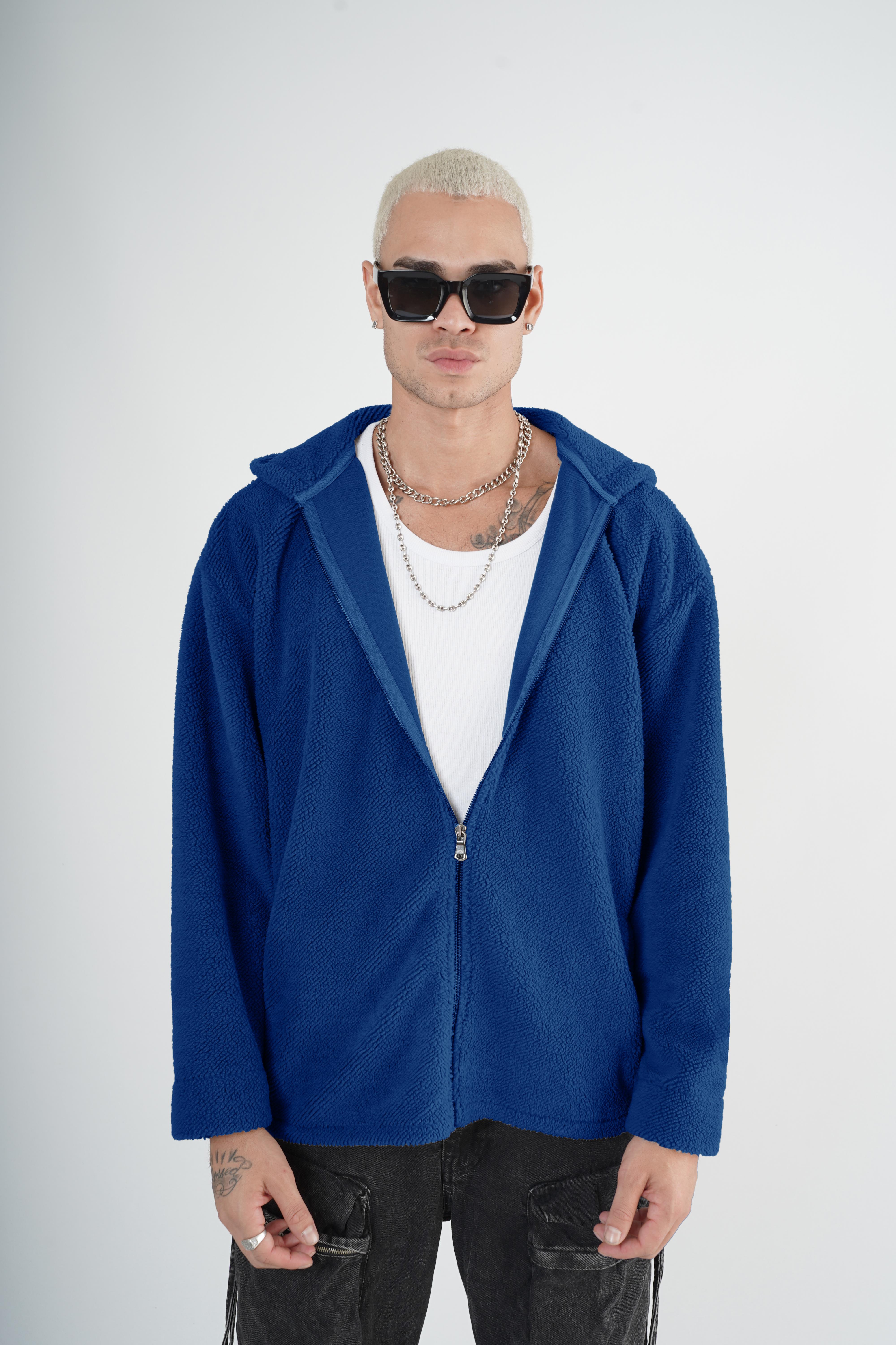 Kapuşonlu Fermuarlı Unisex Oversize Kalıp Peluş