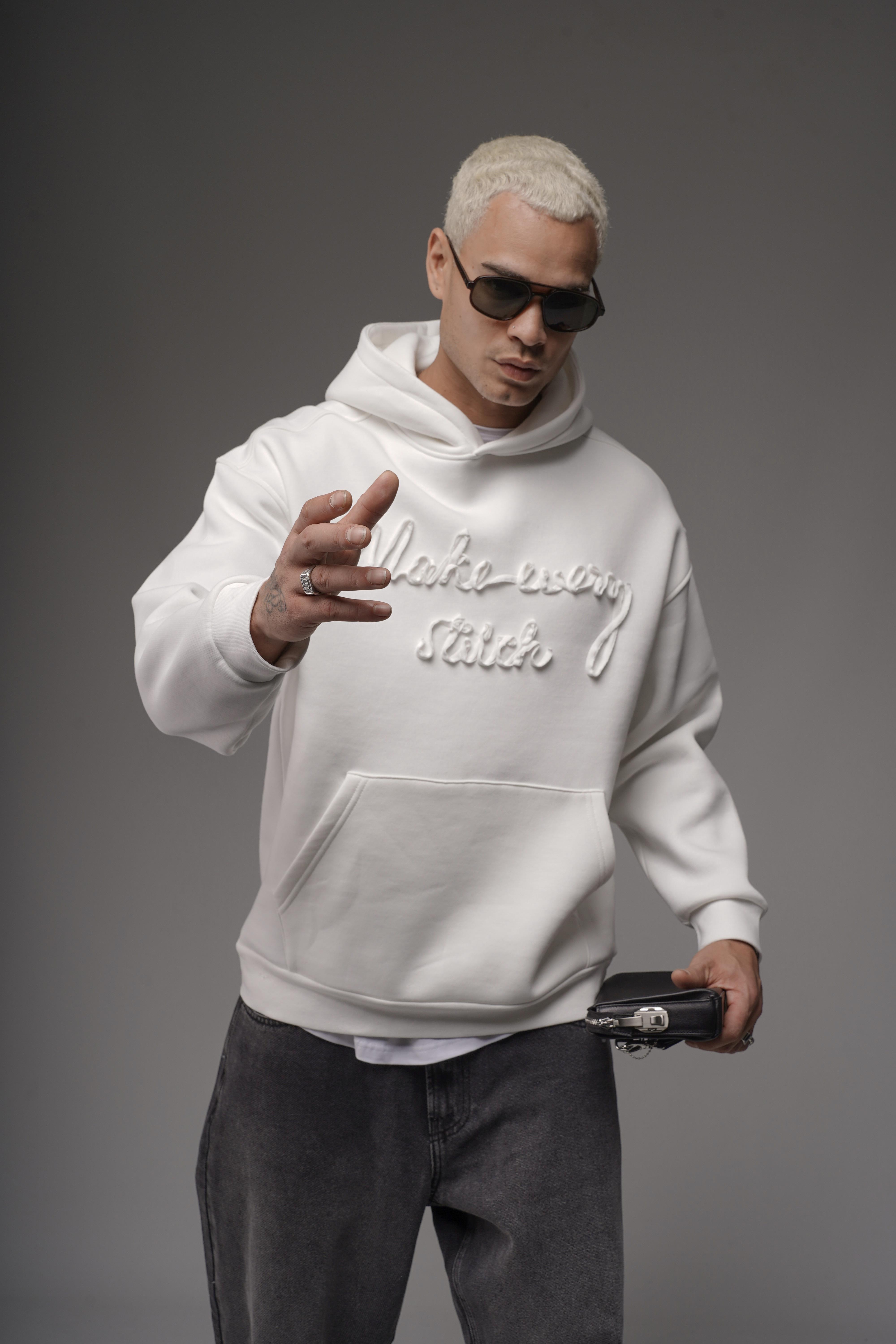 Kapüşonlu Önü Biye Kordoneli Hoodie Sweatshirt