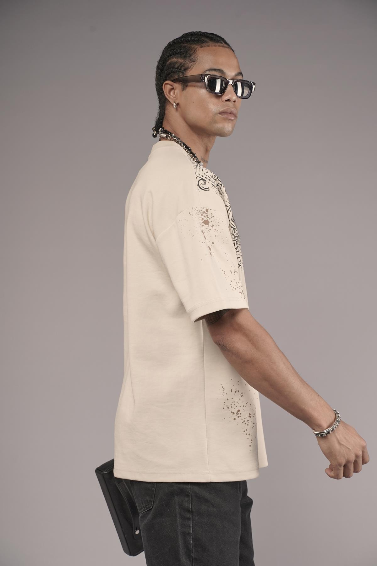 Kilim Desen Baskılı Oversize Kalıp Unisex Tişört