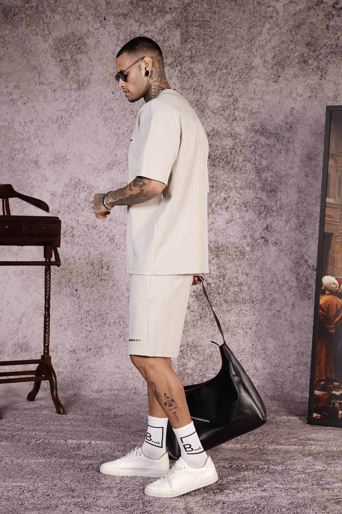 King Brich Baskılı Oversize Kalıp Unisex Şort Takım
