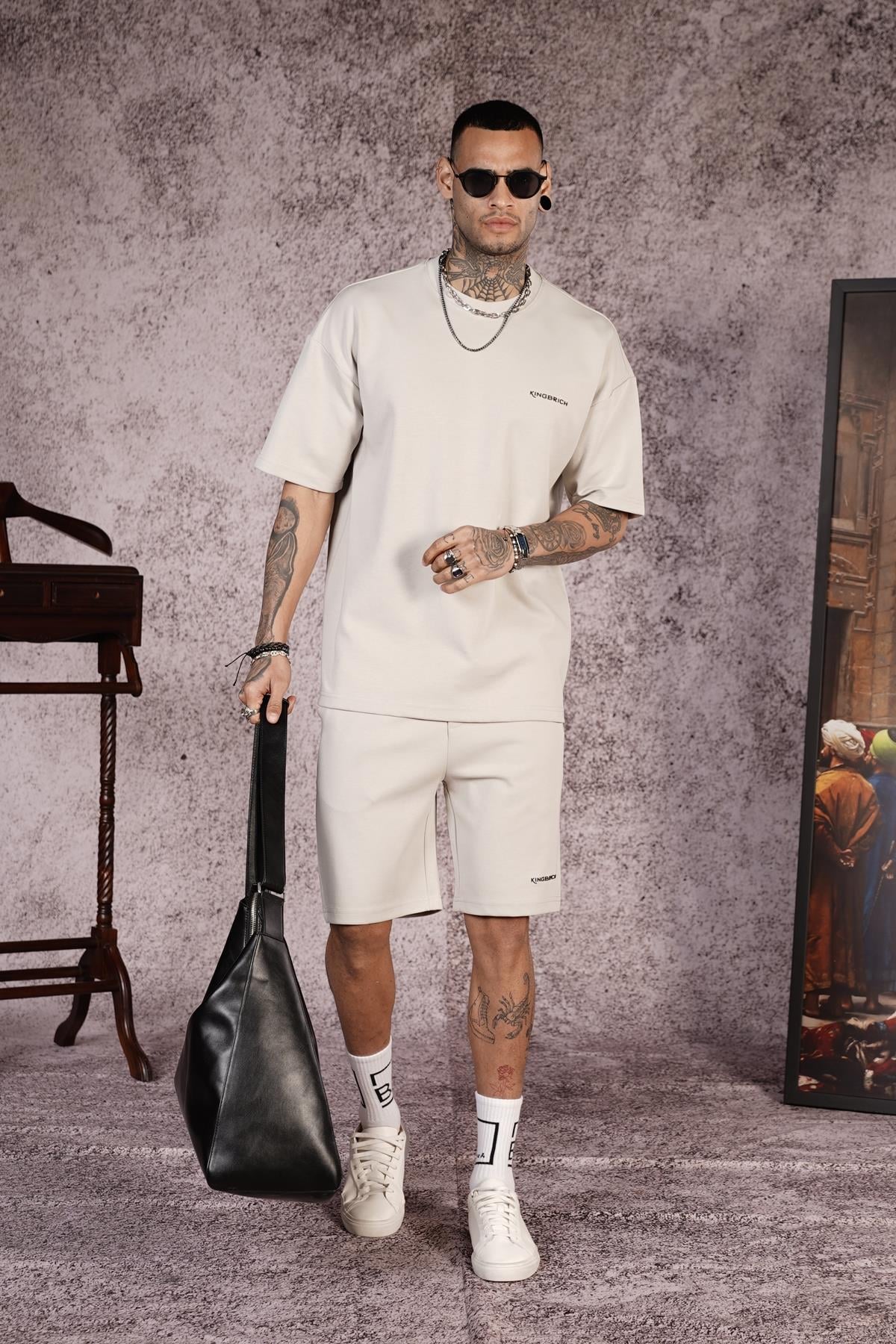 King Brich Baskılı Oversize Kalıp Unisex Şort Takım