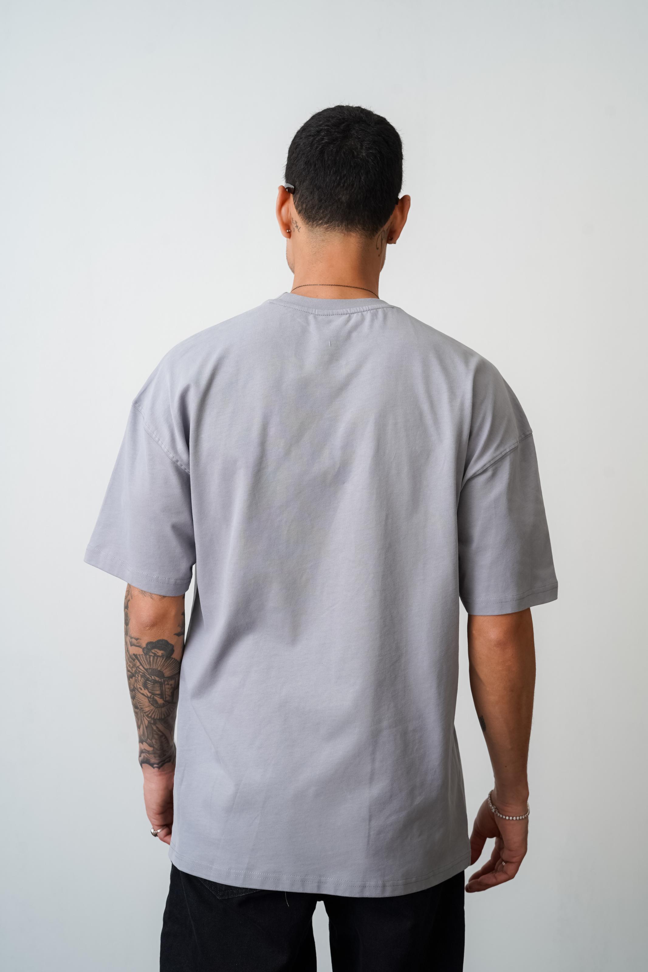 Kingbrich Bisiklet Yaka Tek Cepli  Oversize Kalıp Erkek Tişört