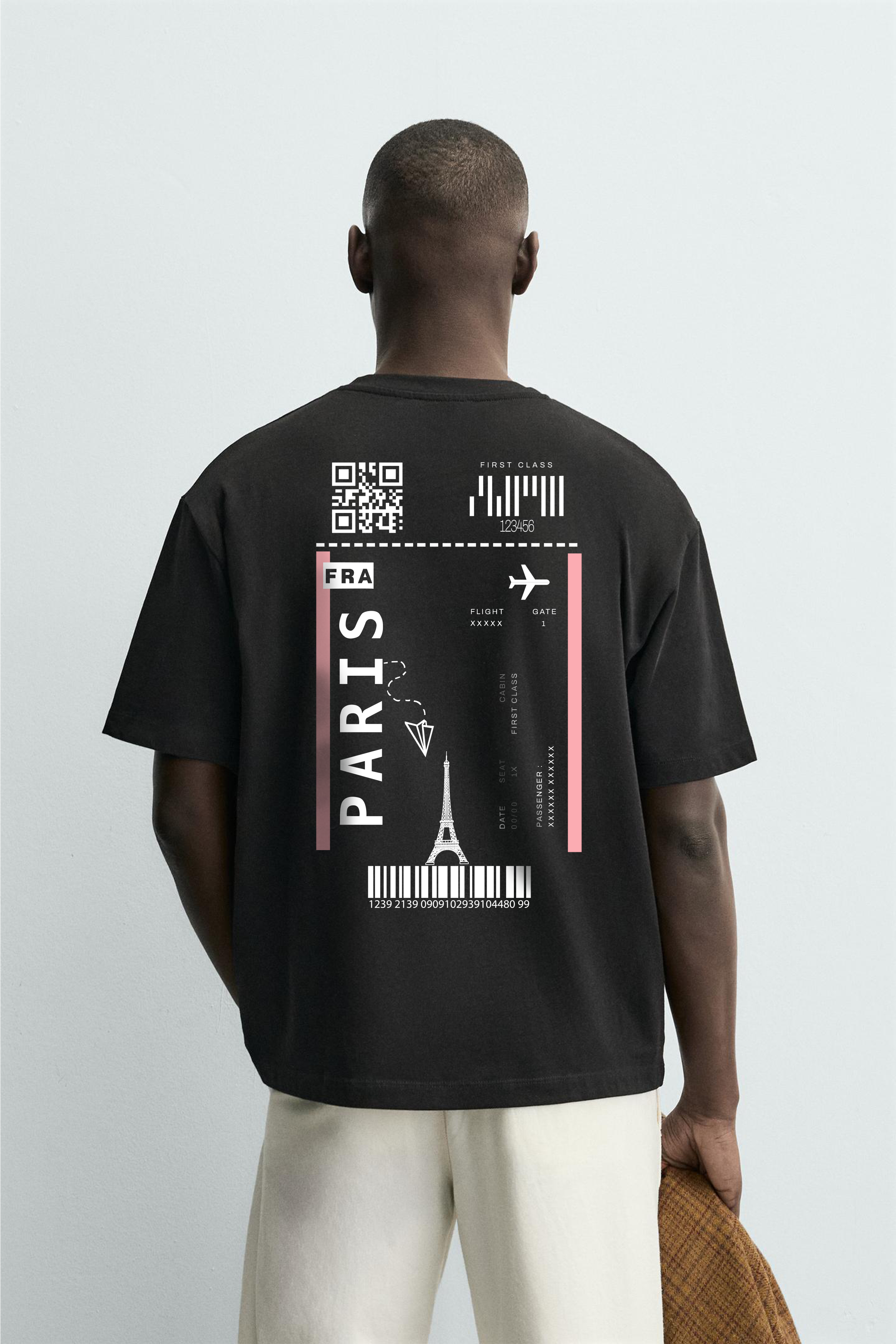 Kingbrich Paris Flight Baskılı Oversize Kalıp Erkek Tişört