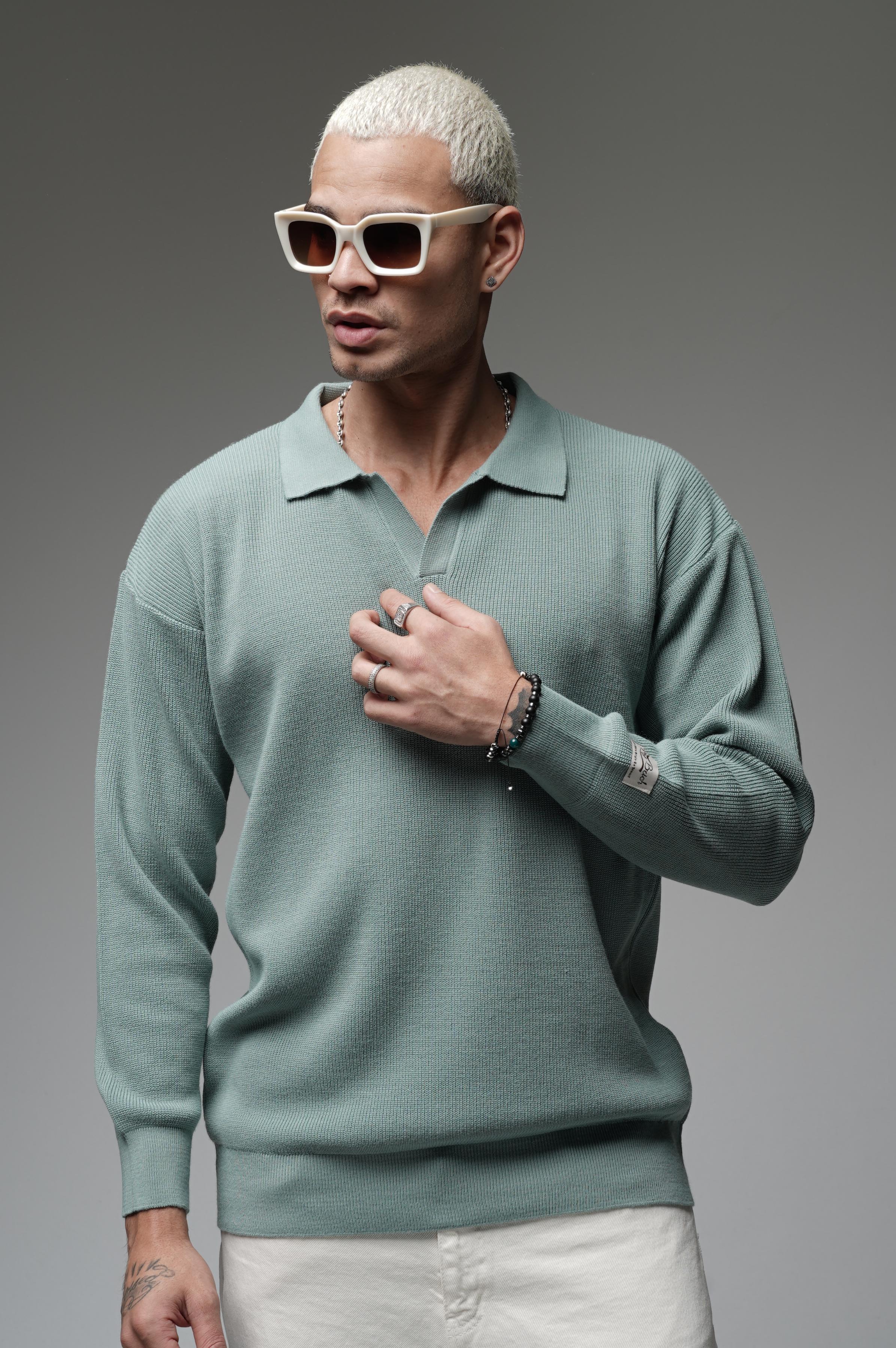 Kingbrich Polo Yaka Oversize Kalıp Erkek Triko Kazak