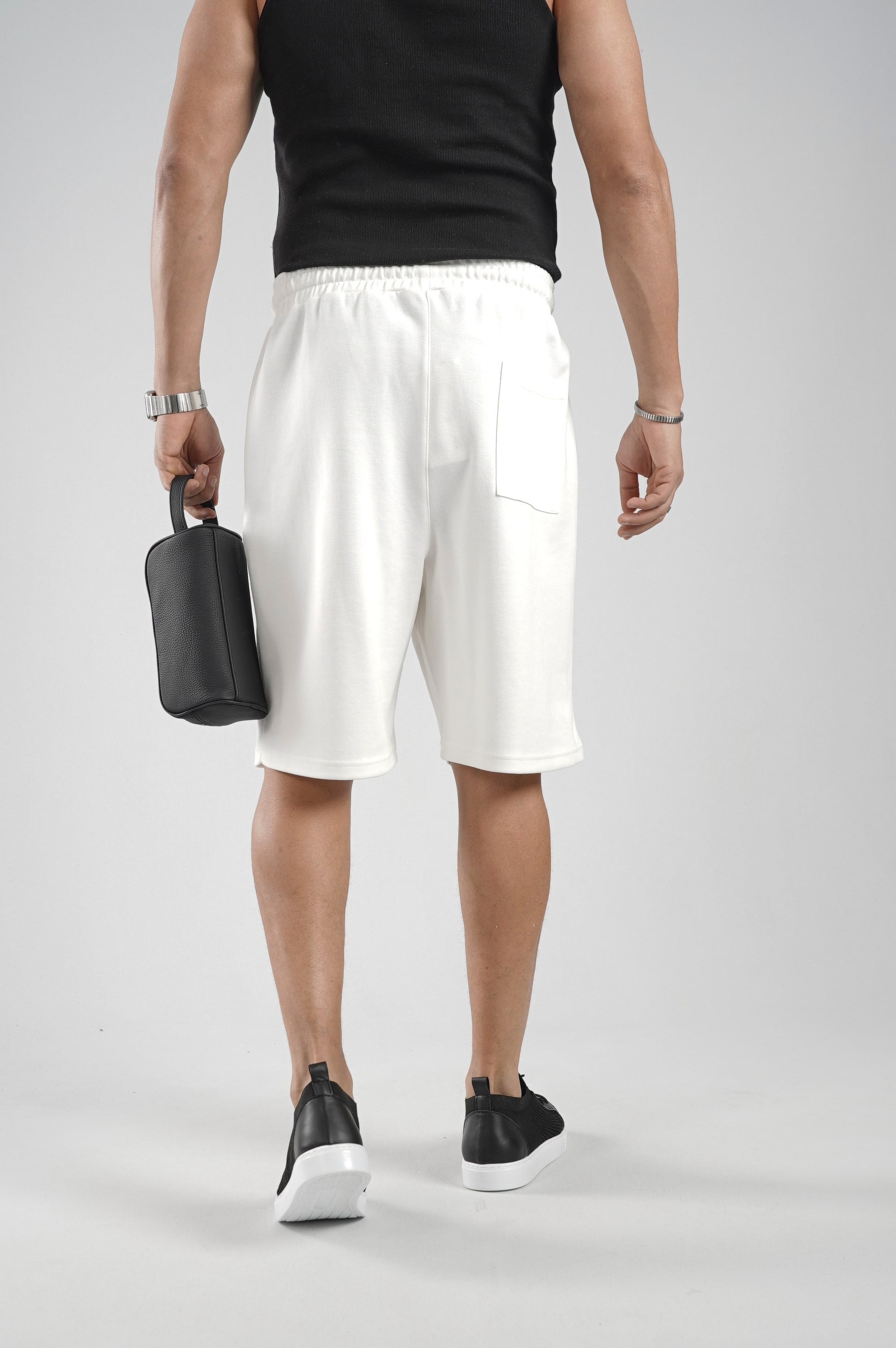 Lastikli Bel Cepli Pike Kumaş Şort