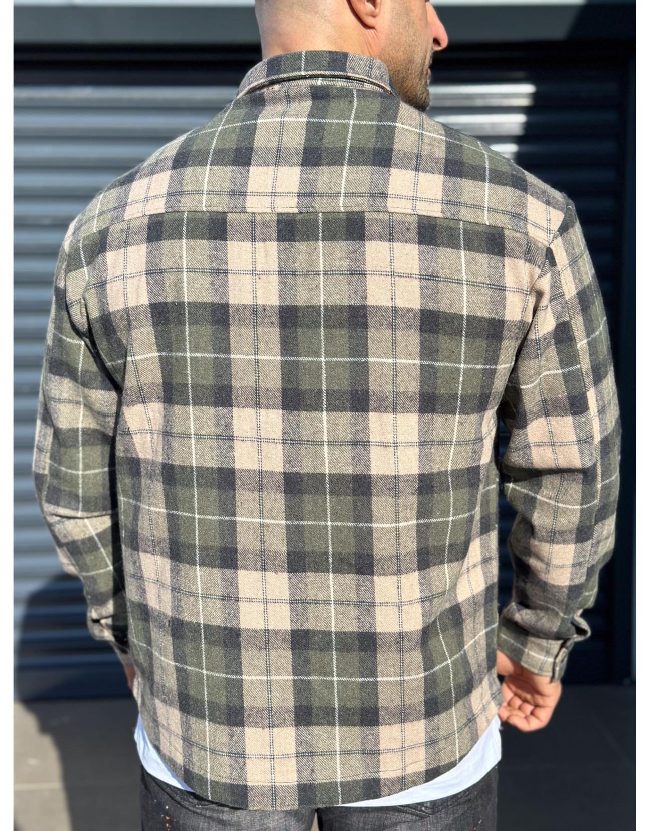 Önü Cepli Slim Fit Dar Kesim Ekoseli Unisex Oduncu Gömlek