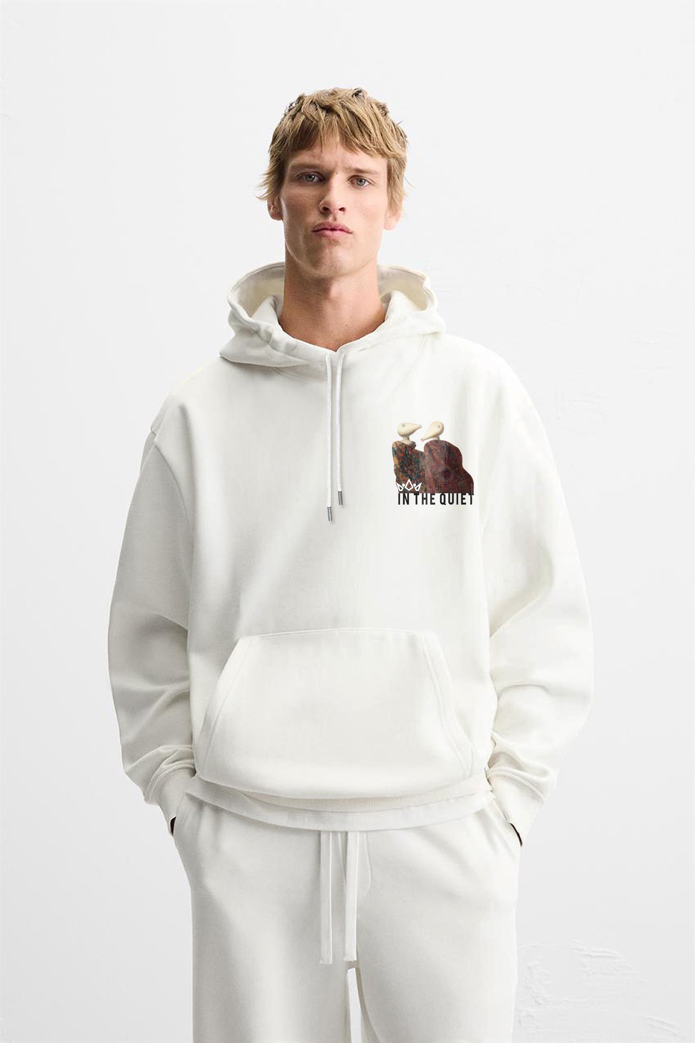 Önü ve Arkası DTF Baskılı Kanguru Cepli Oversize Kalıp Unisex Hoodie