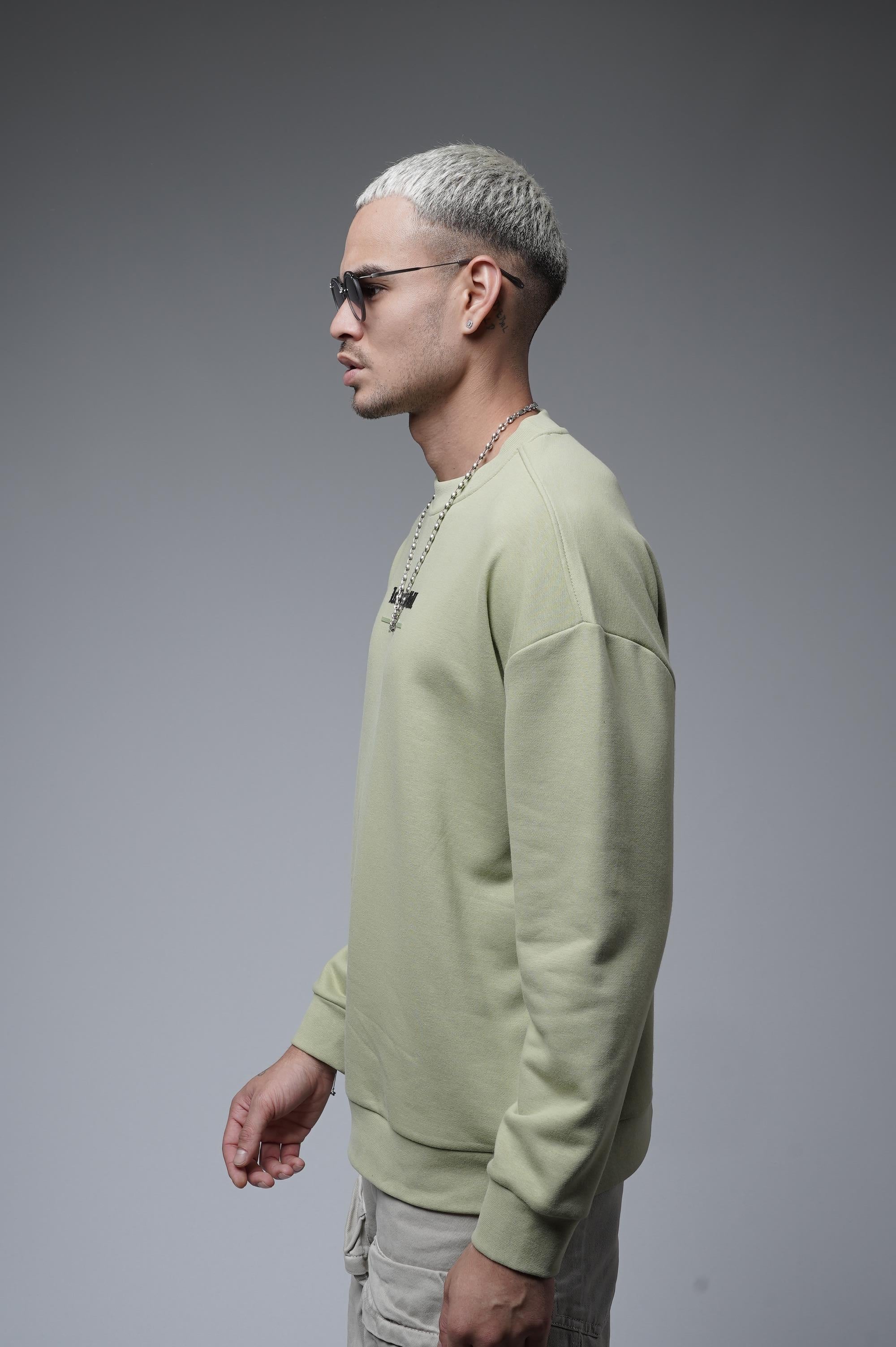 Oversize Kalıp Baskılı Yaka Kol Ribanalı Sweat