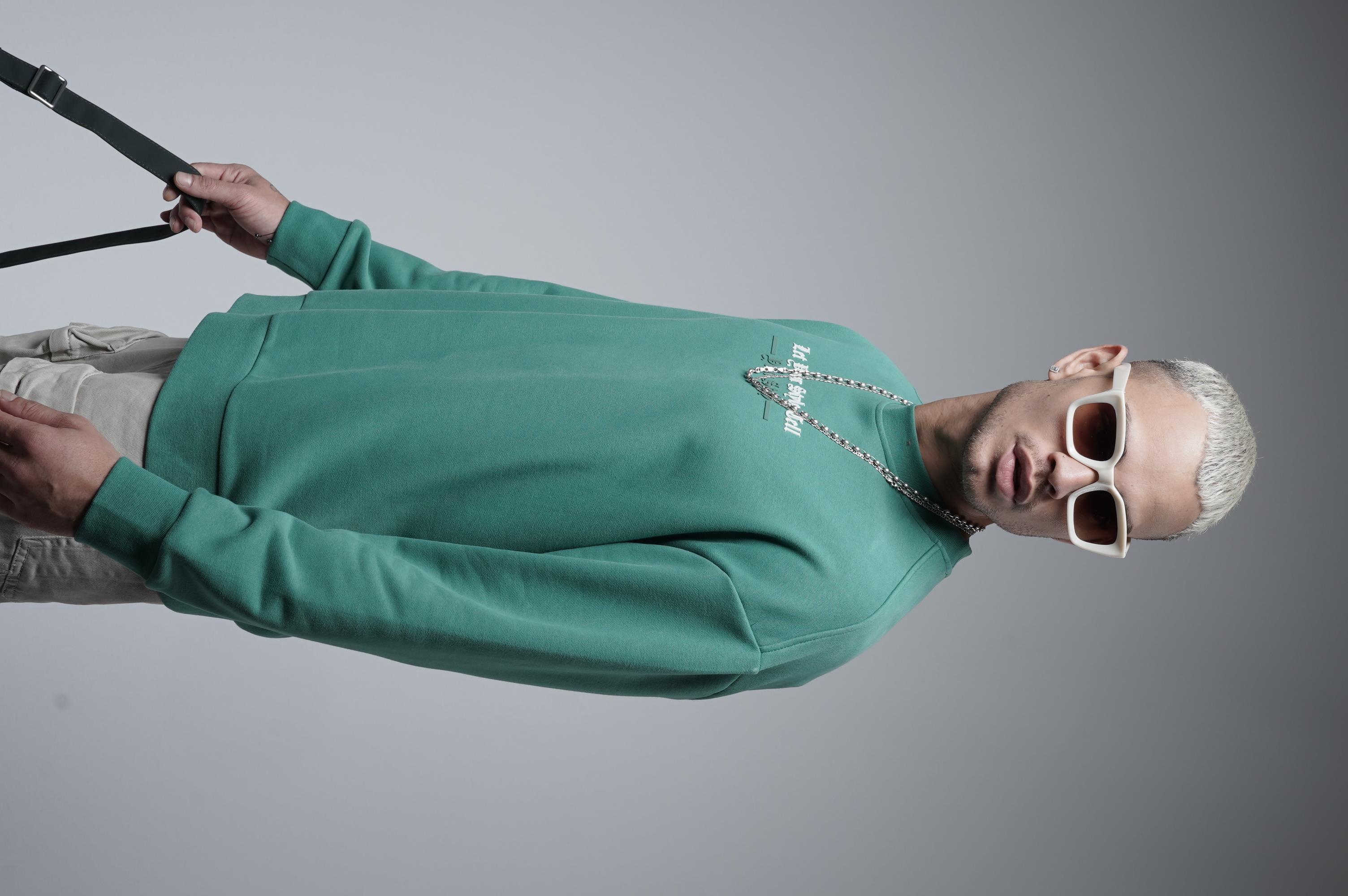 Oversize Kalıp Baskılı Yaka Kol Ribanalı Sweat