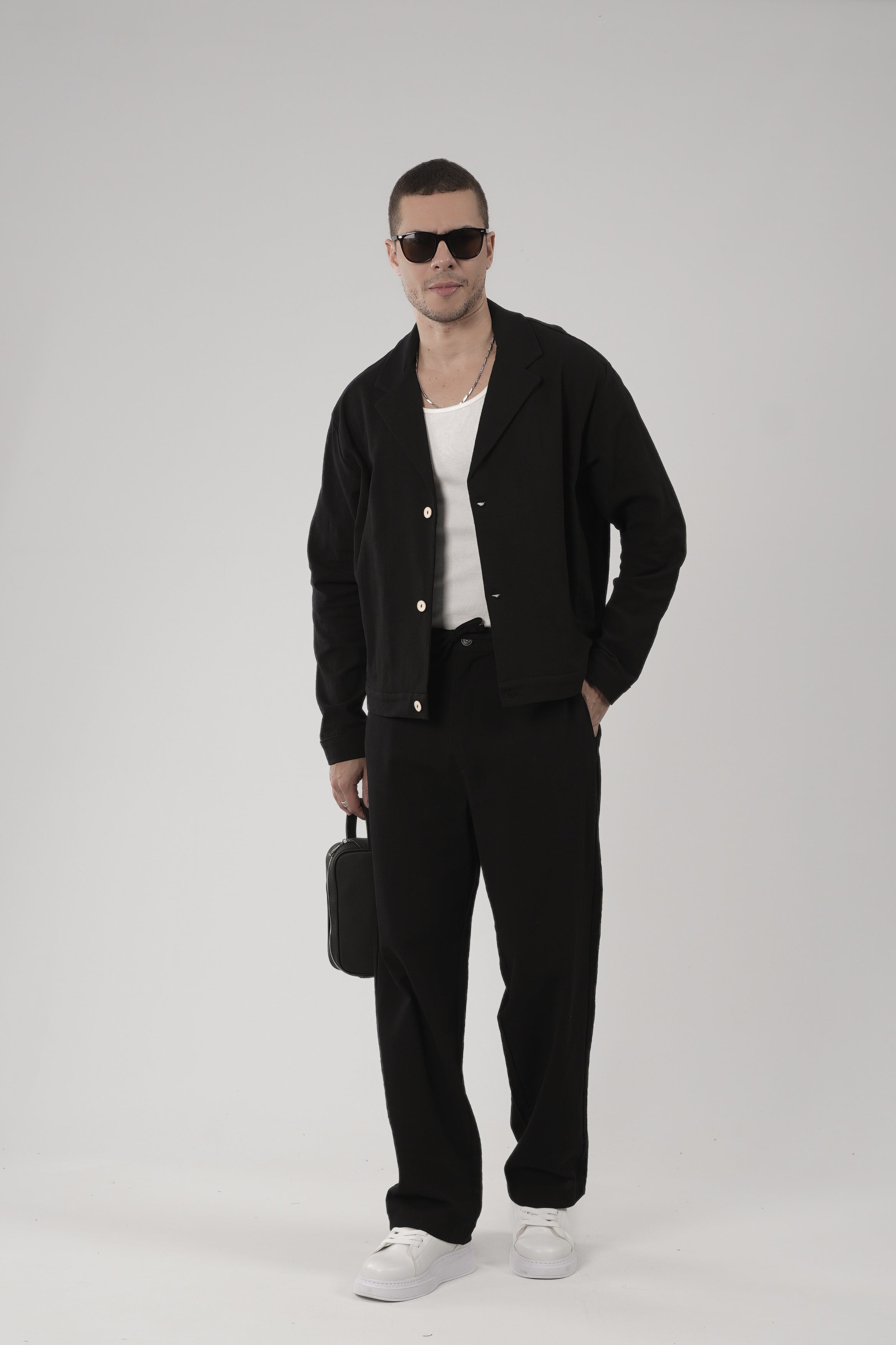 Oversize Kalıp Blazer Keten Alt Üst Takım