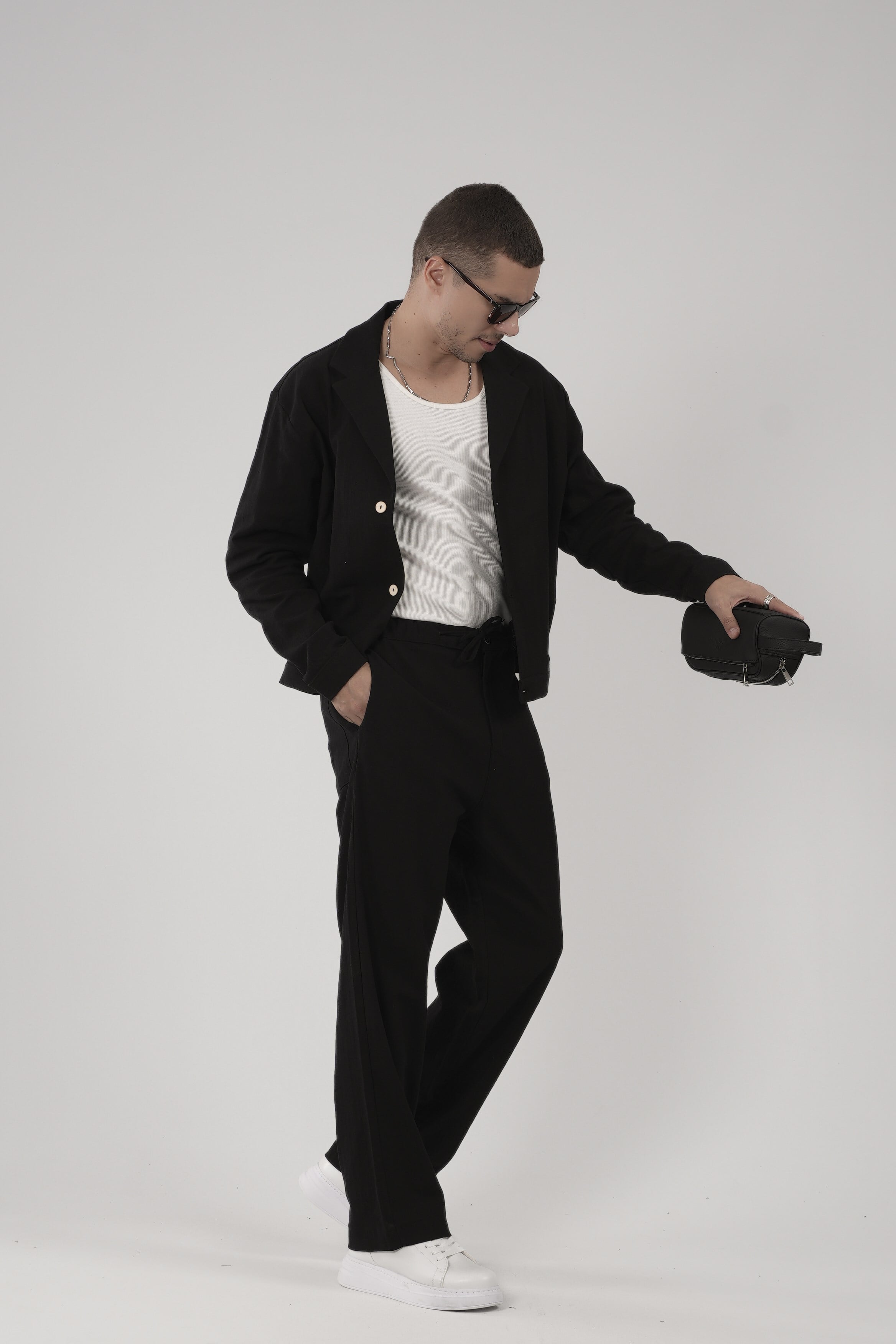 Oversize Kalıp Blazer Keten Alt Üst Takım