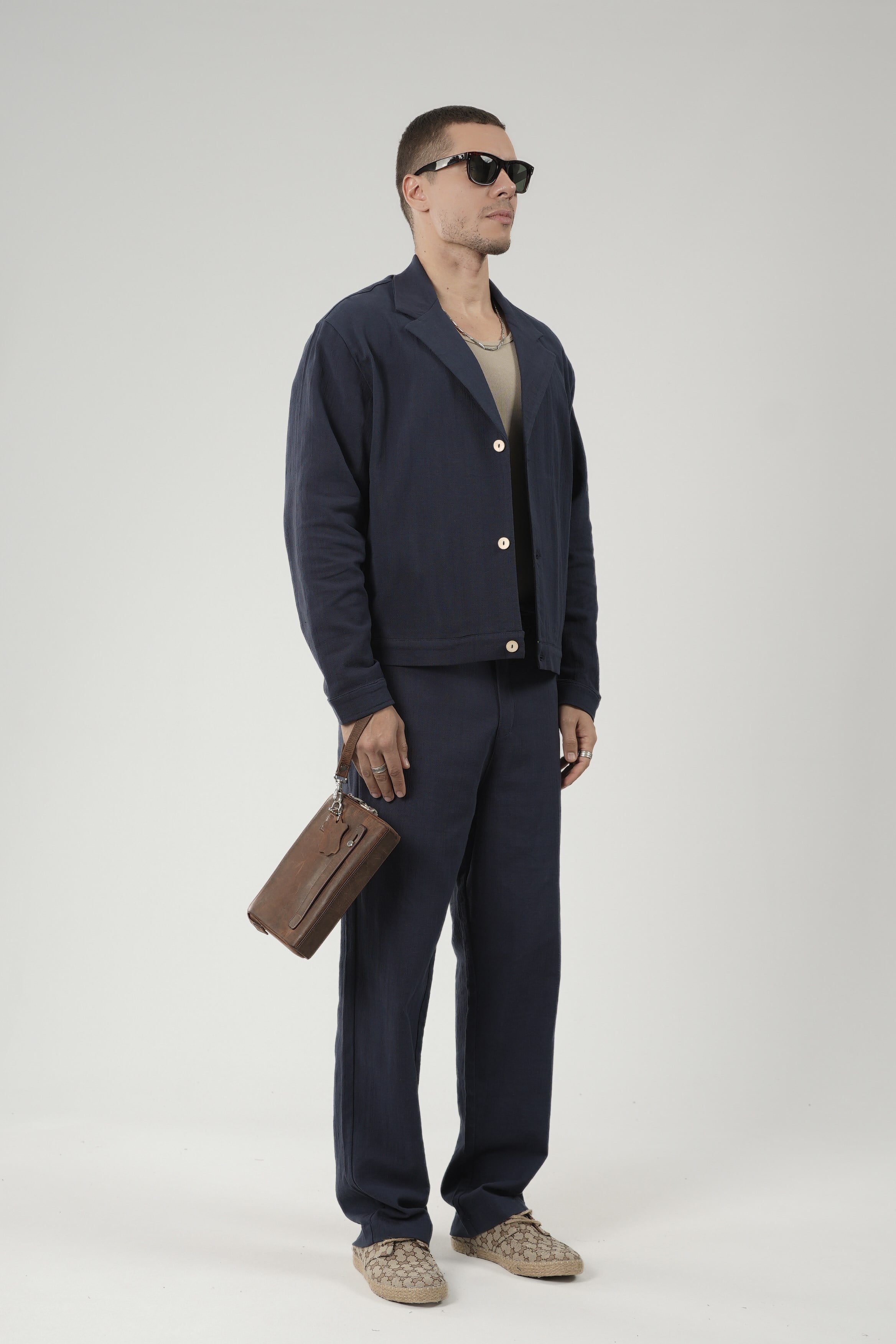 Oversize Kalıp Blazer Keten Alt Üst Takım