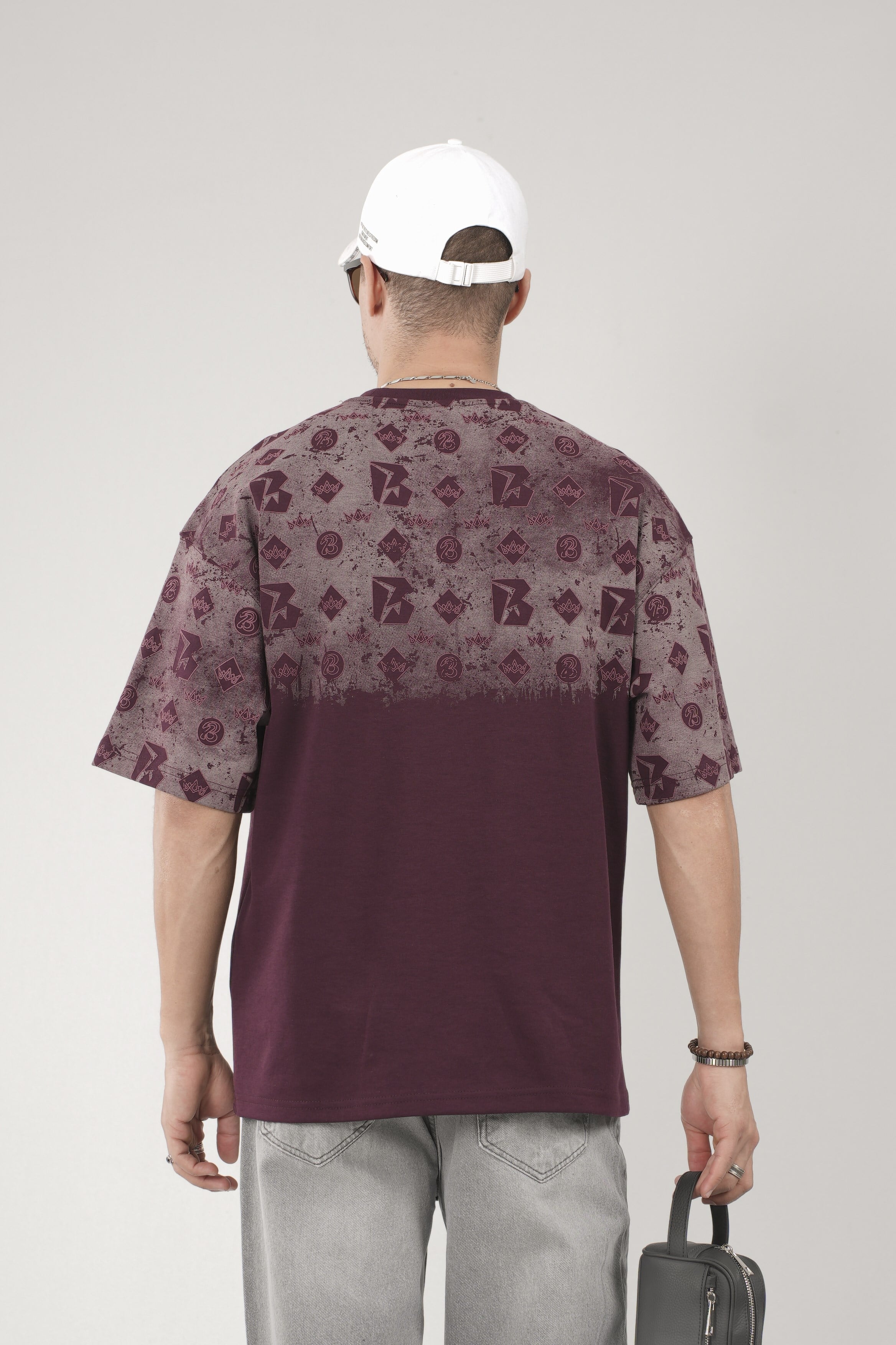 Oversize Kalıp Logo Baskılı Bisiklet Yaka Basic Tişört