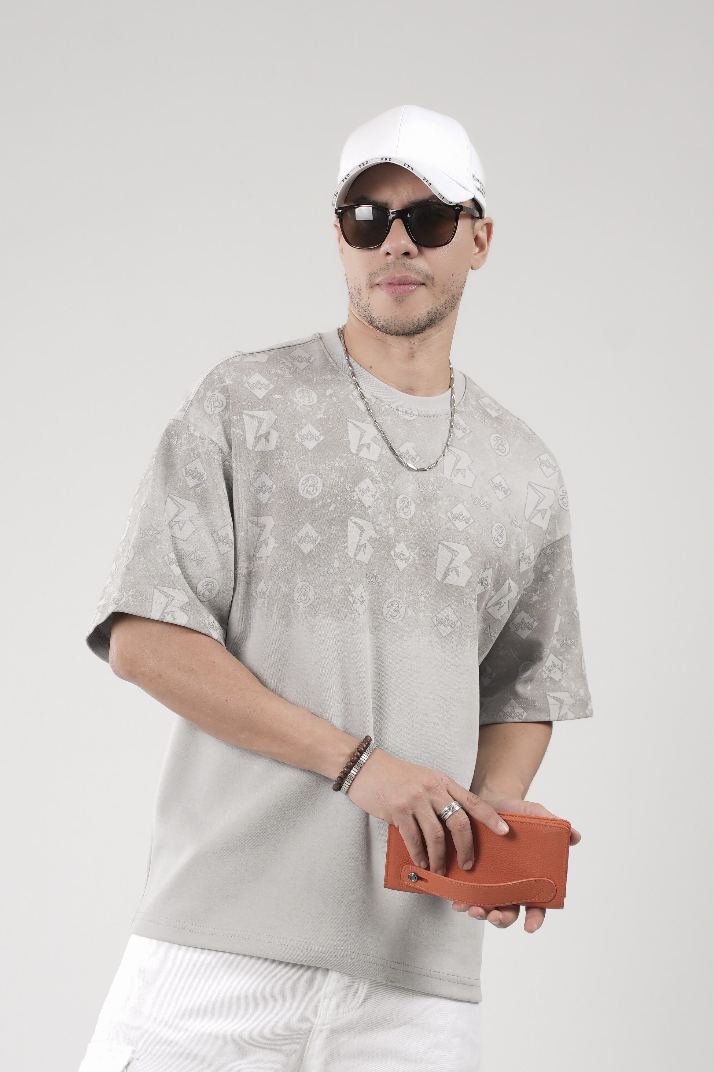 Oversize Kalıp Logo Baskılı Bisiklet Yaka Basic Tişört