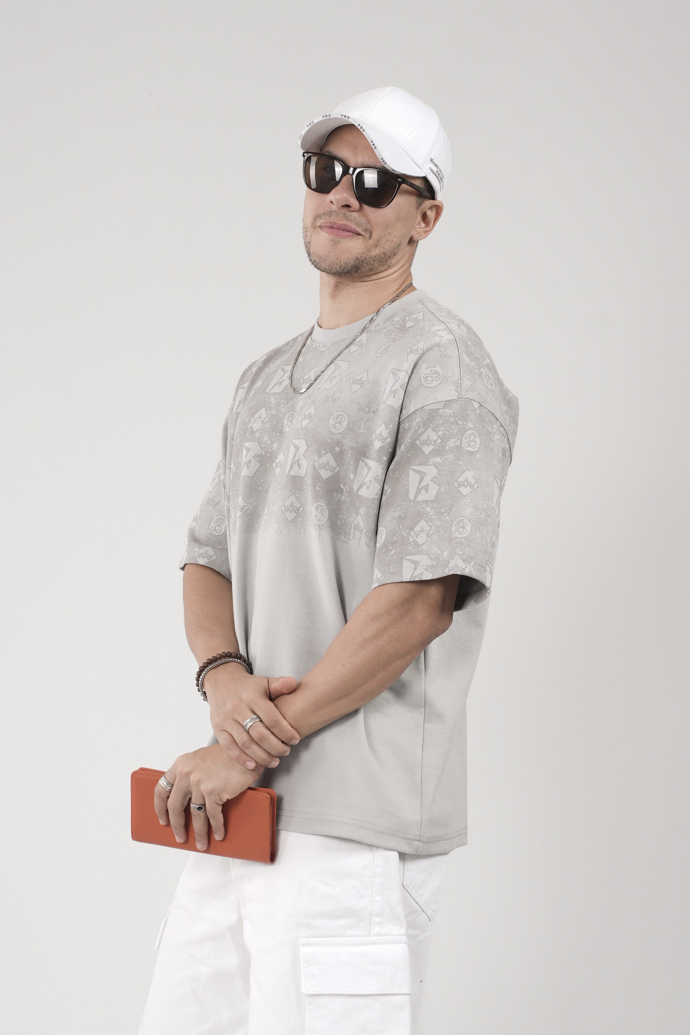 Oversize Kalıp Logo Baskılı Bisiklet Yaka Basic Tişört
