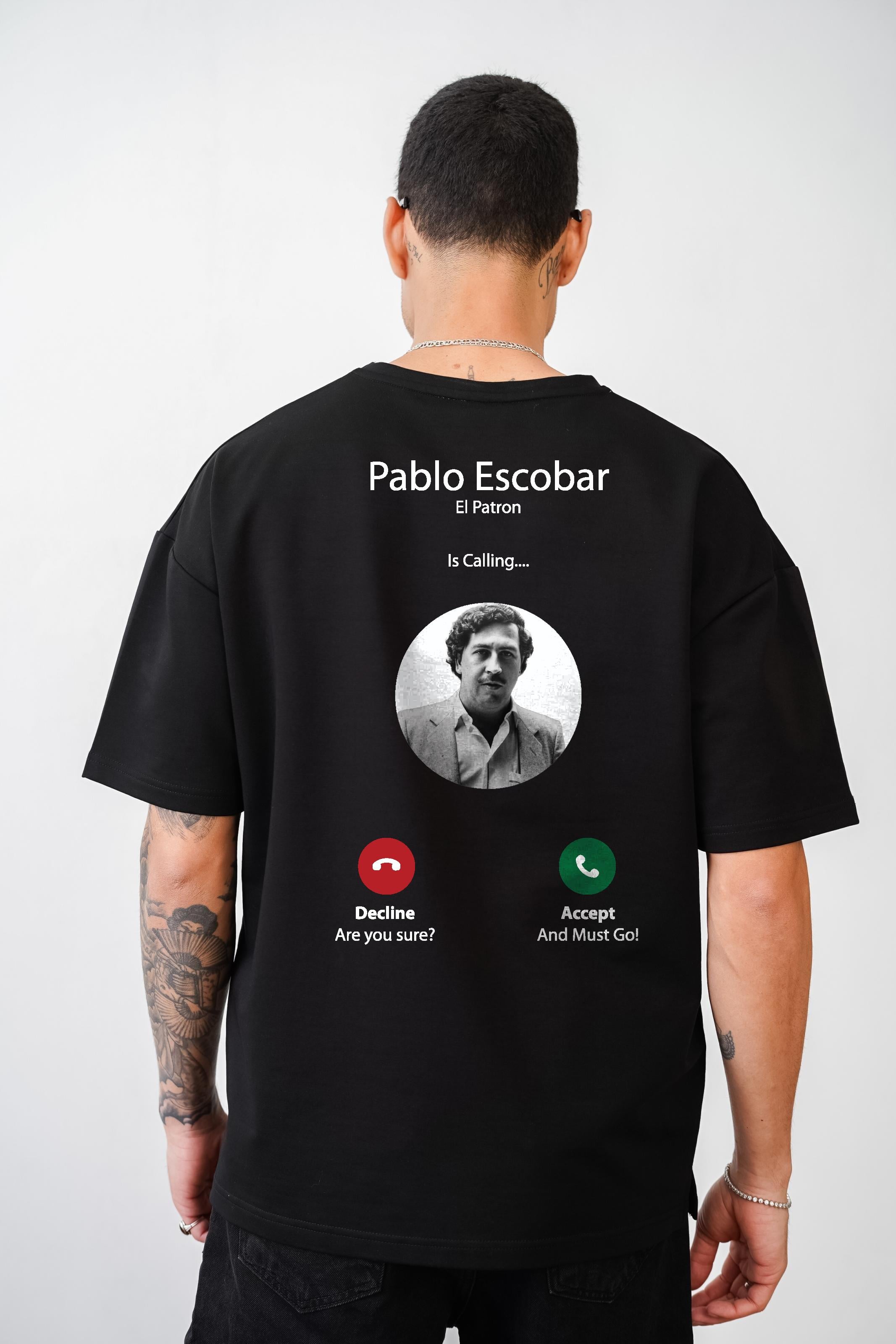 Oversize Kalıp Pablo Escobar is Calling Baskılı Unisex Tişört