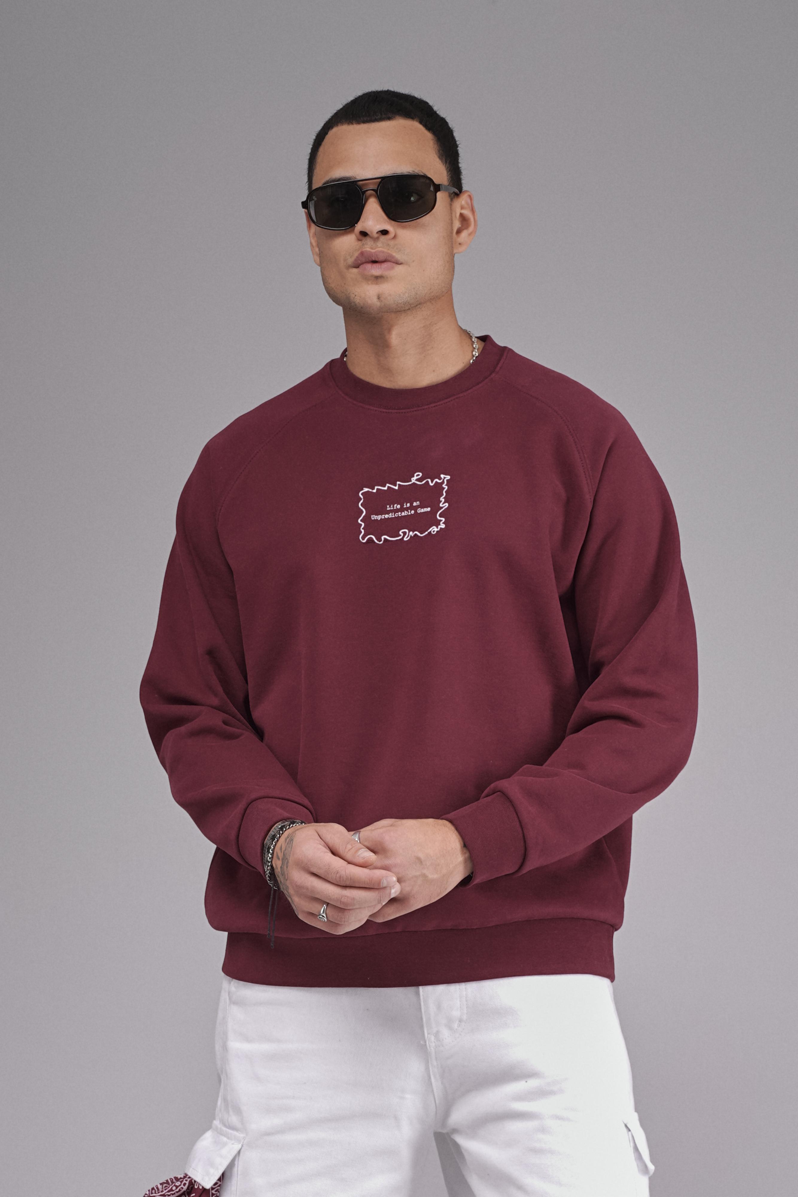 Oversize Kalıp Reglan Kol Nakış Detaylı Sweatshirt