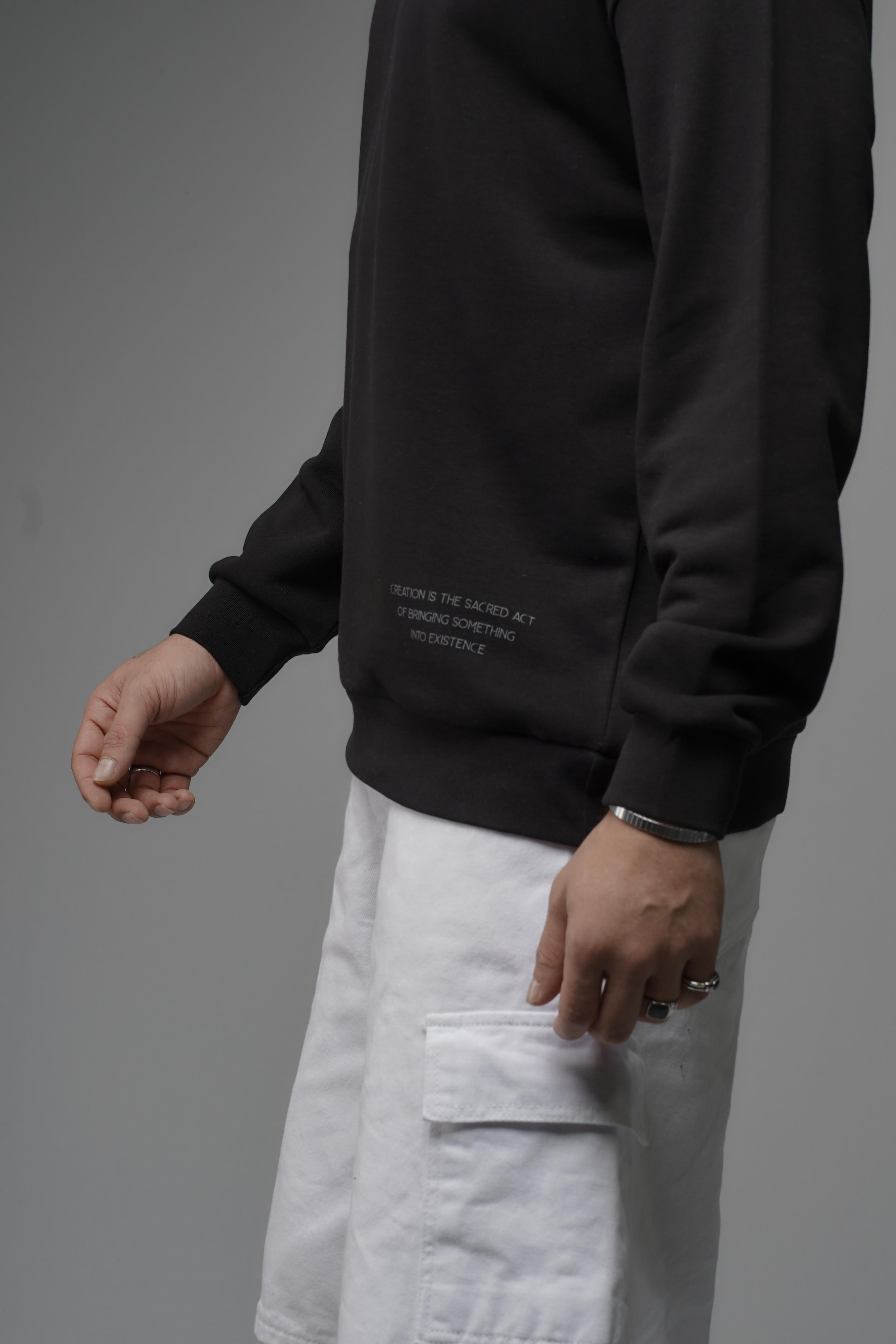 Oversize Kalıp Sırtı Kilim Desenli Erkek Sweatshirt