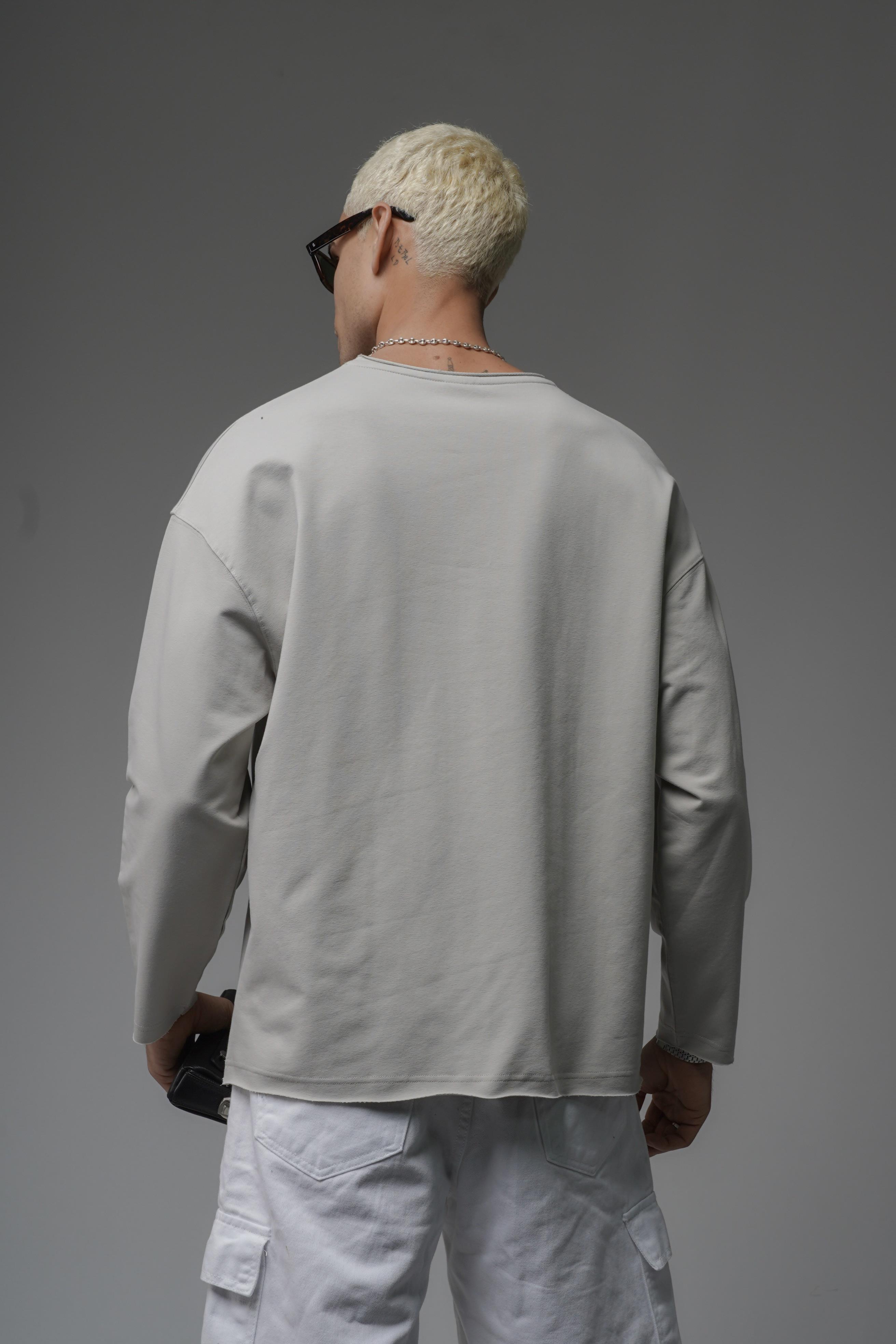 Pis Yaka Oversize Kalıp Düz Sweatshirt
