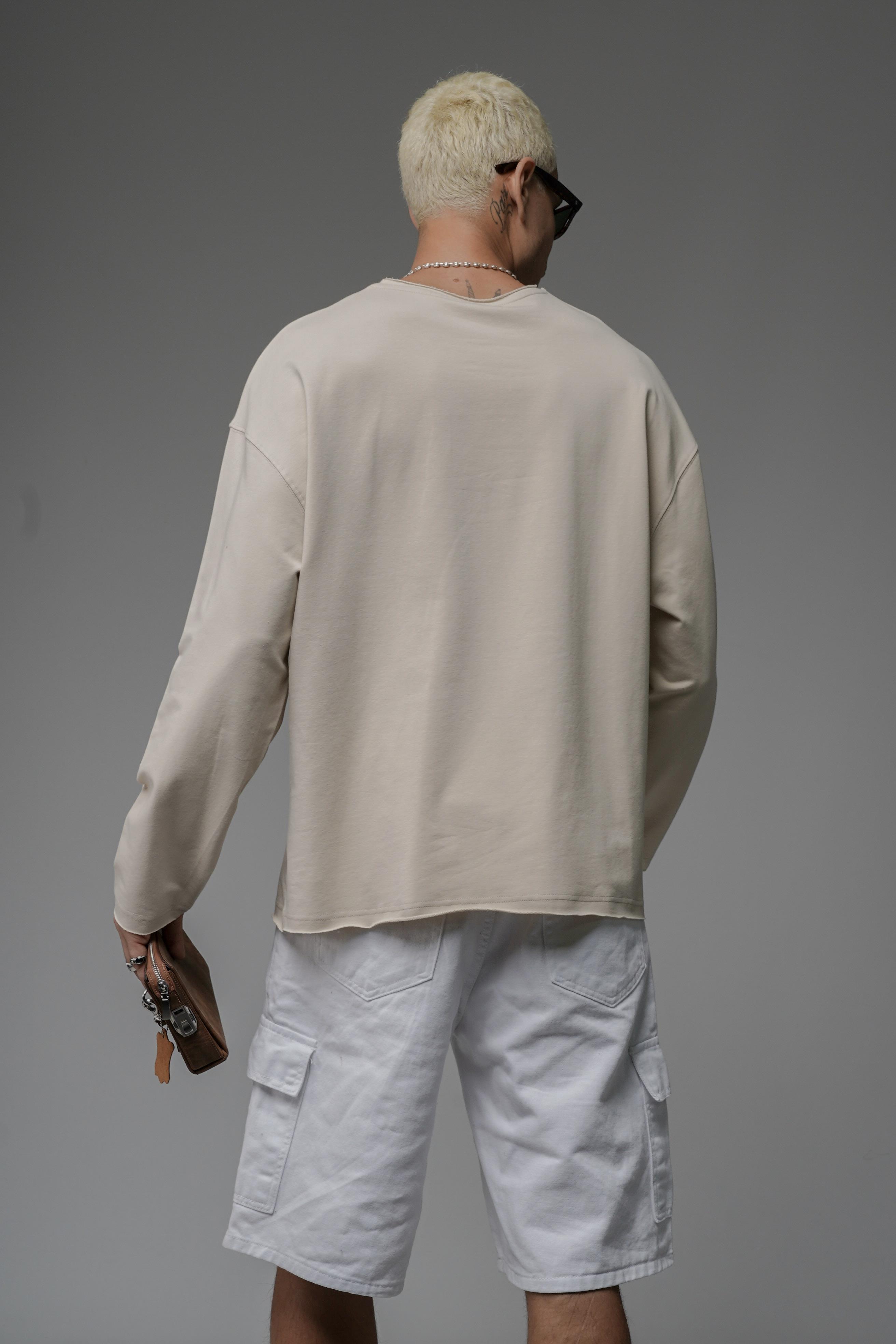 Pis Yaka Oversize Kalıp Düz Sweatshirt