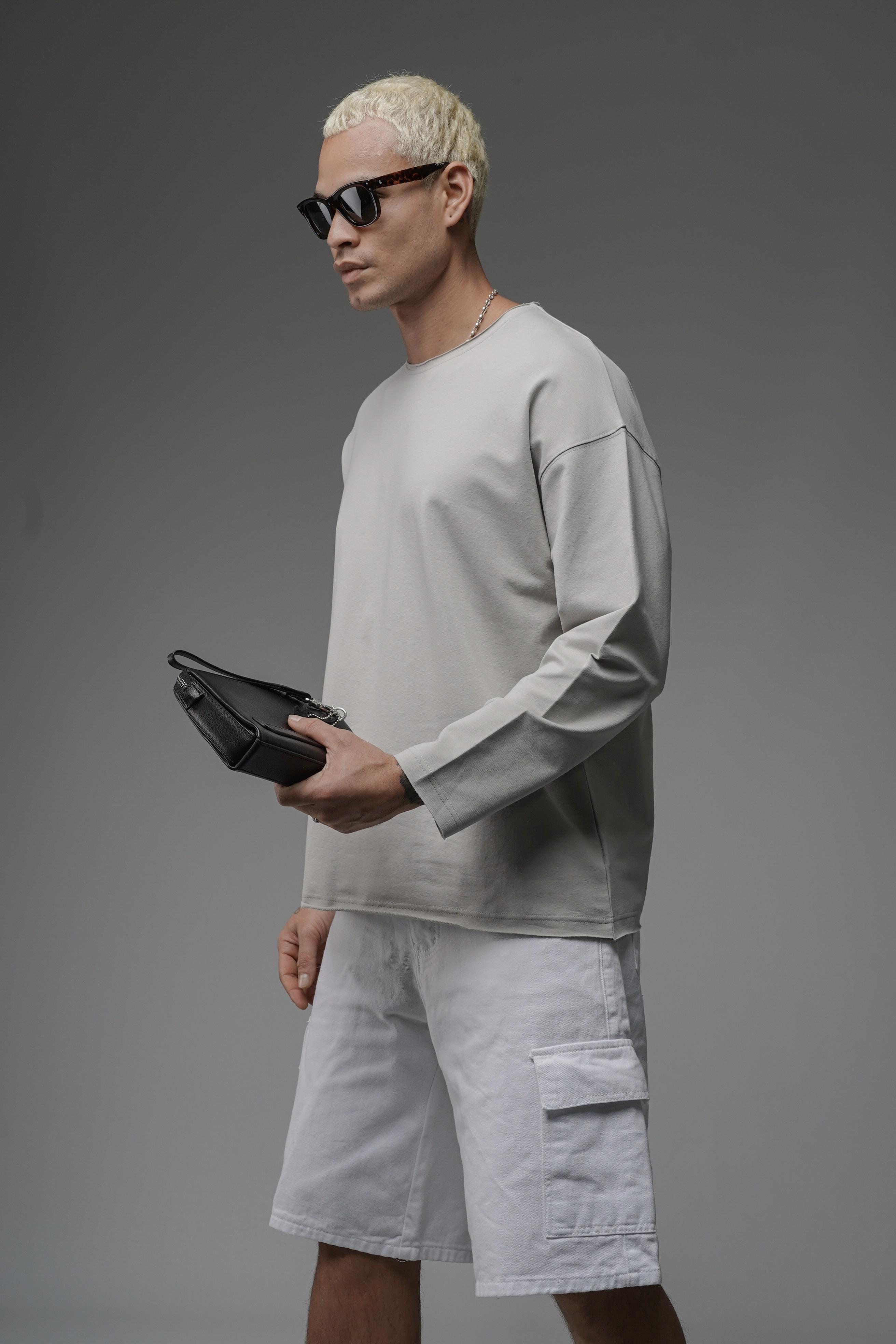 Pis Yaka Oversize Kalıp Düz Sweatshirt