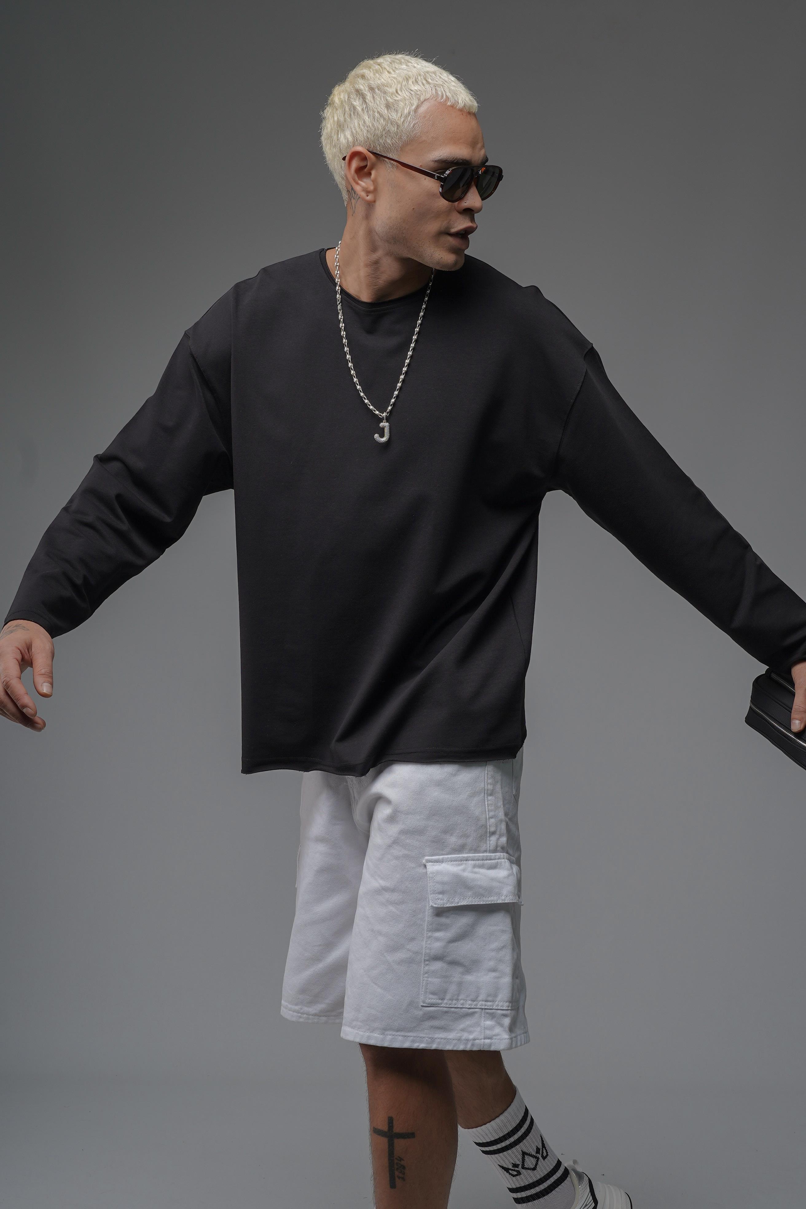 Pis Yaka Oversize Kalıp Düz Sweatshirt