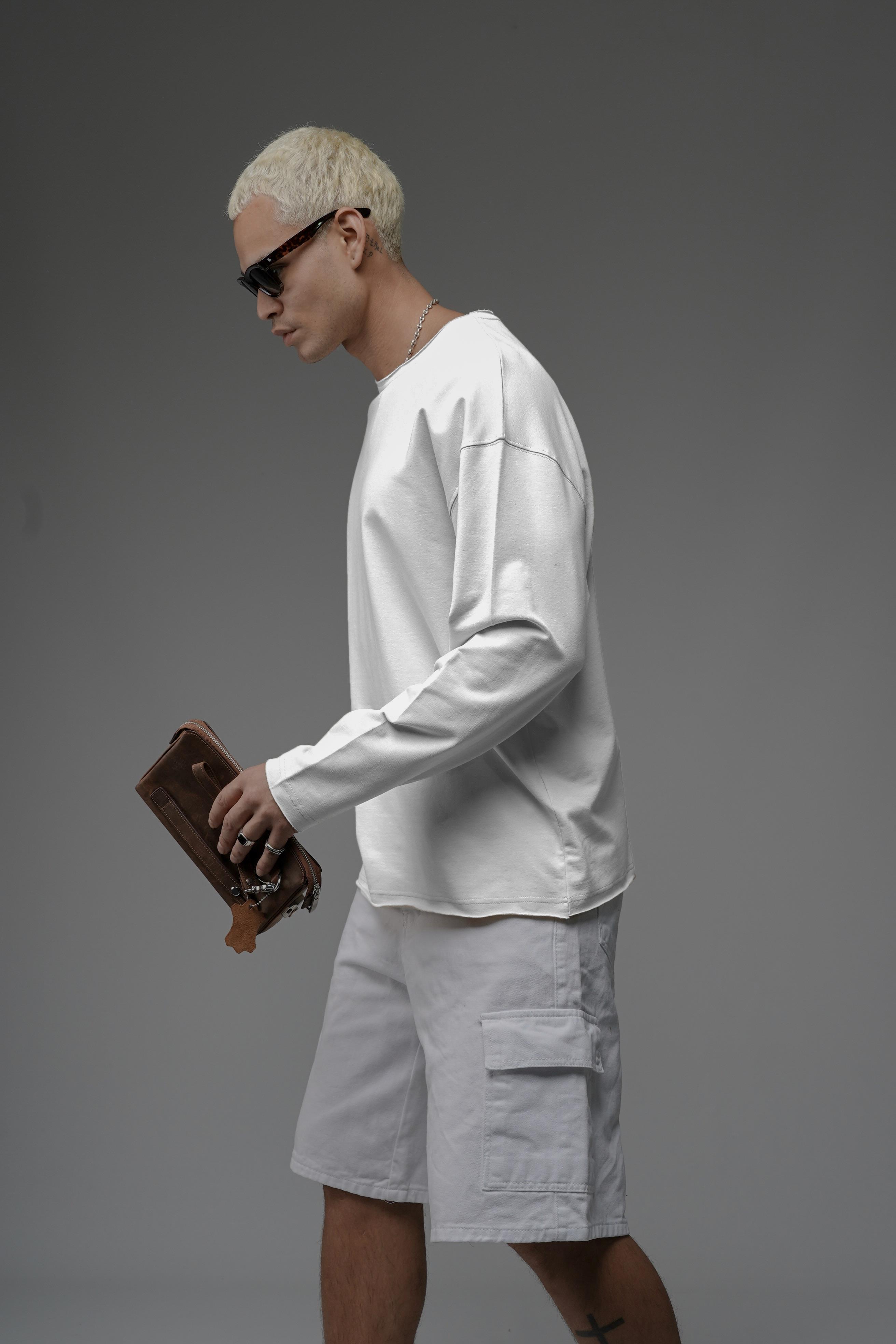 Pis Yaka Oversize Kalıp Düz Sweatshirt