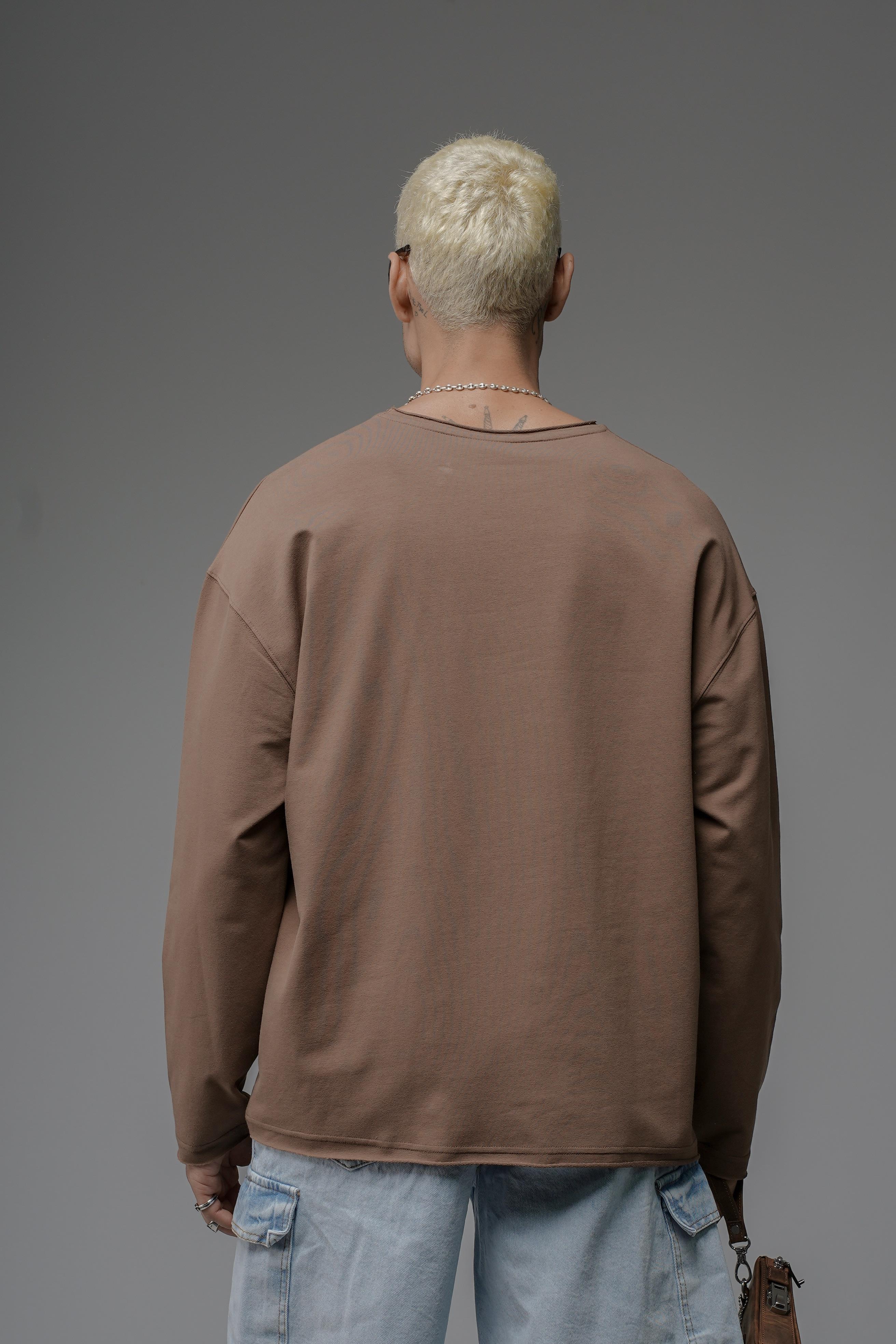 Pis Yaka Oversize Kalıp Düz Sweatshirt